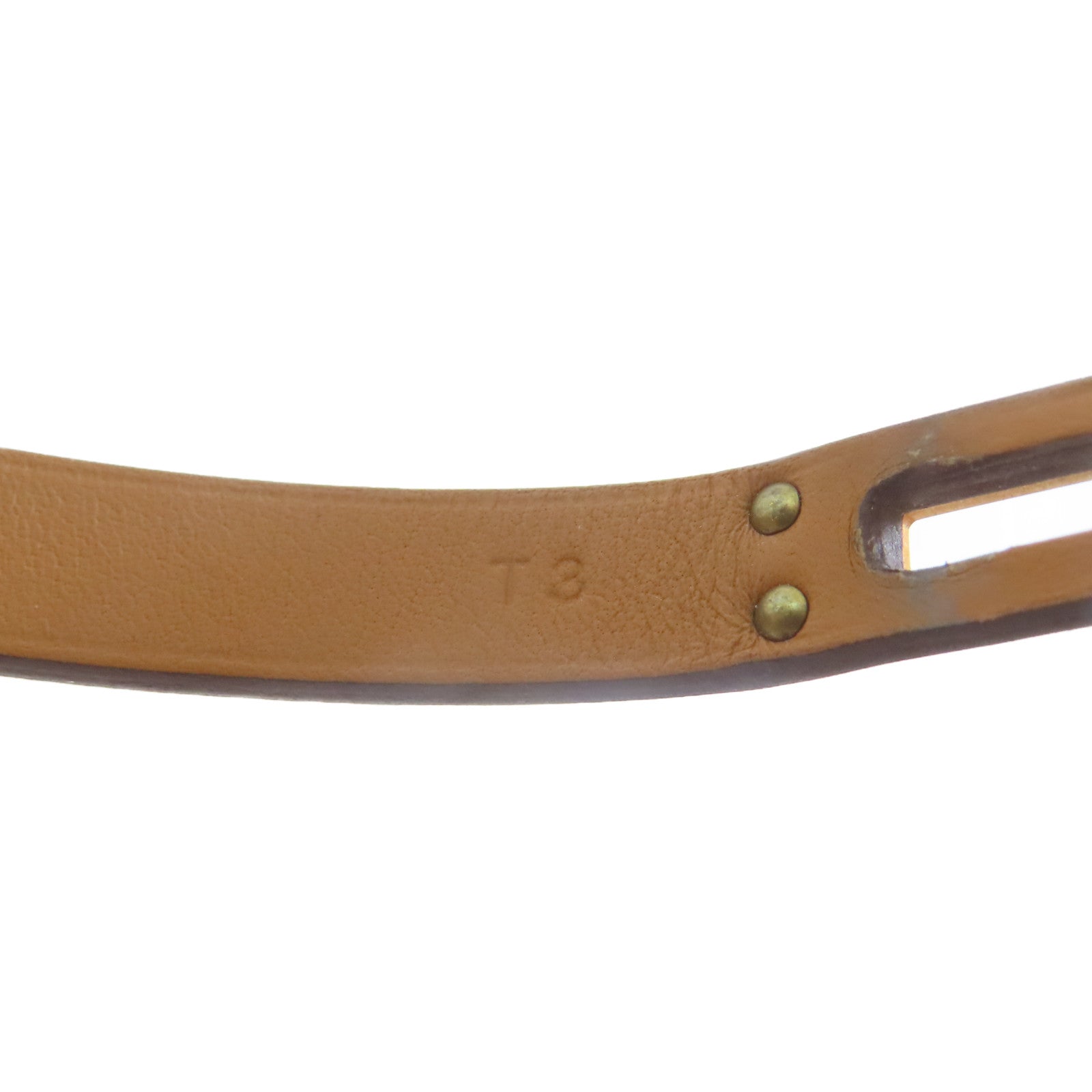 HERMES 皮革/金屬Mini Kelly Double Tour手鐲大象灰色#16cm