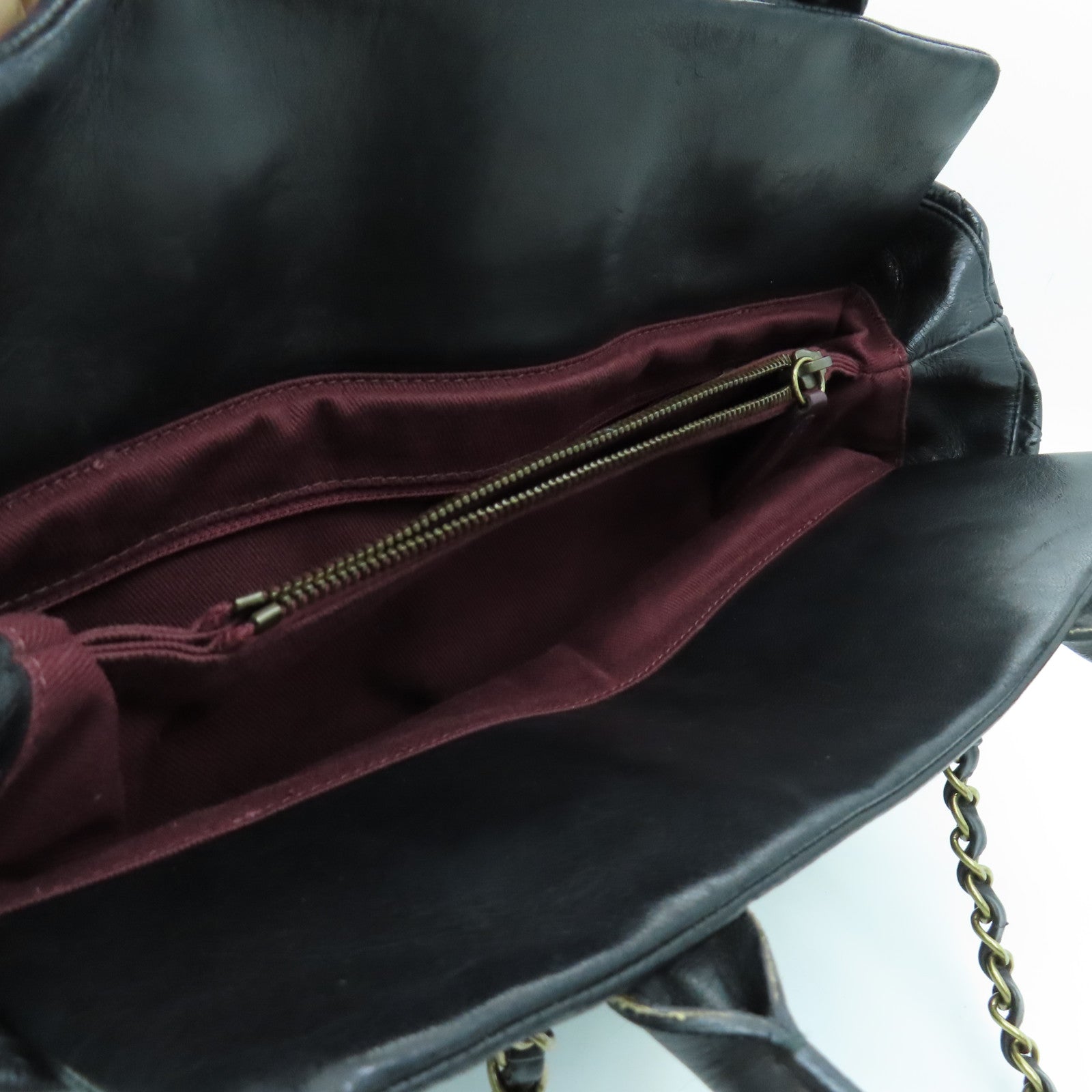CHANEL 菱格牛皮皮革Shoulder Bag金扣手挽肩背两用袋黑色