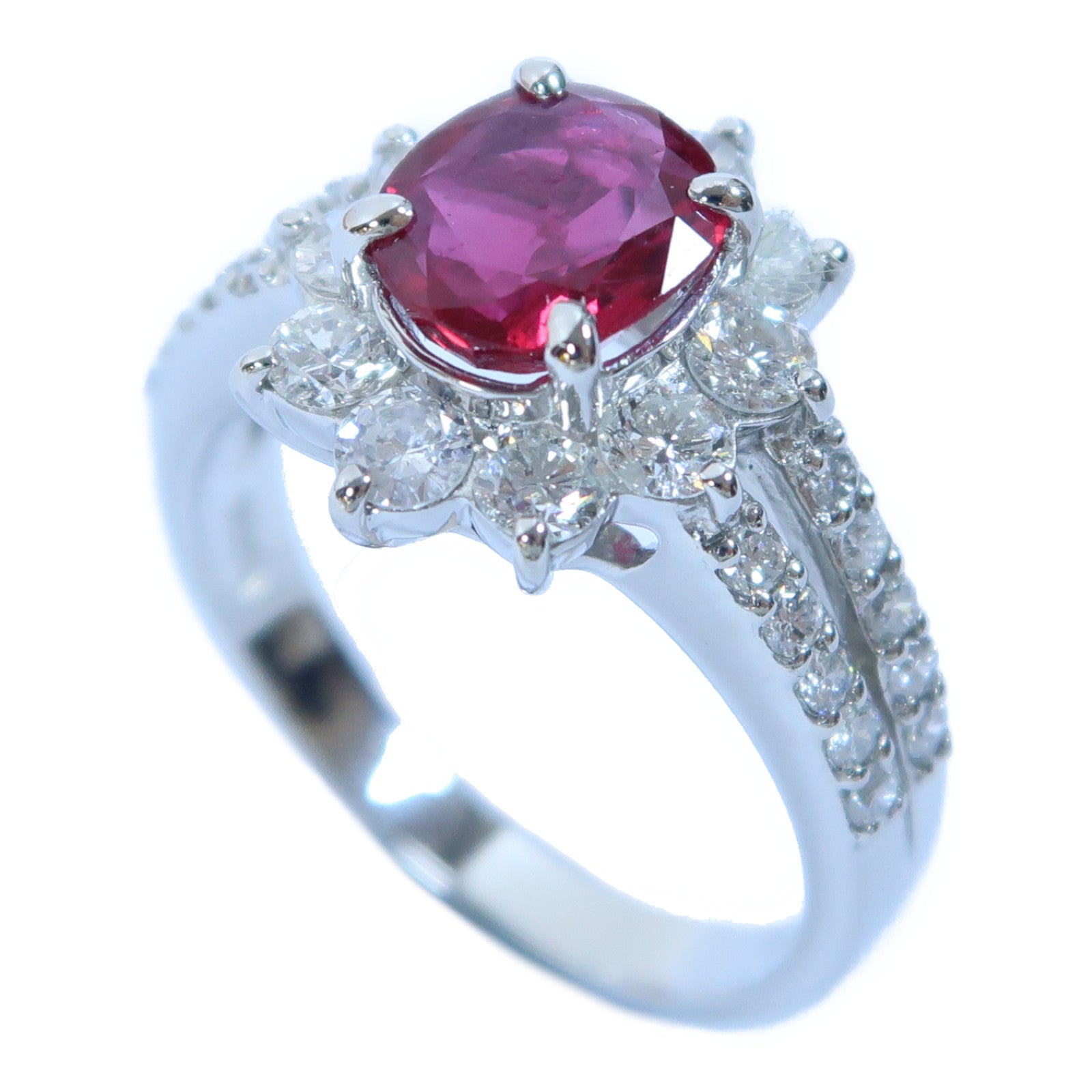 JEWELRY PT900鉑金Ruby Ring 1.13ct紅寶石/0.88ct鑽石戒指US#6.5