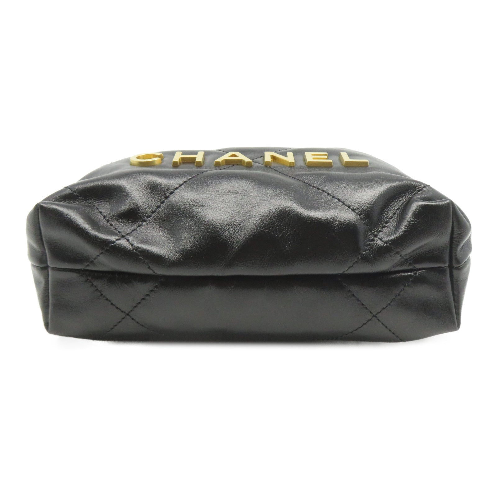CHANEL 菱格牛皮皮革2 Way Chain Shoulder金扣鏈帶手挽肩背兩用袋黑色