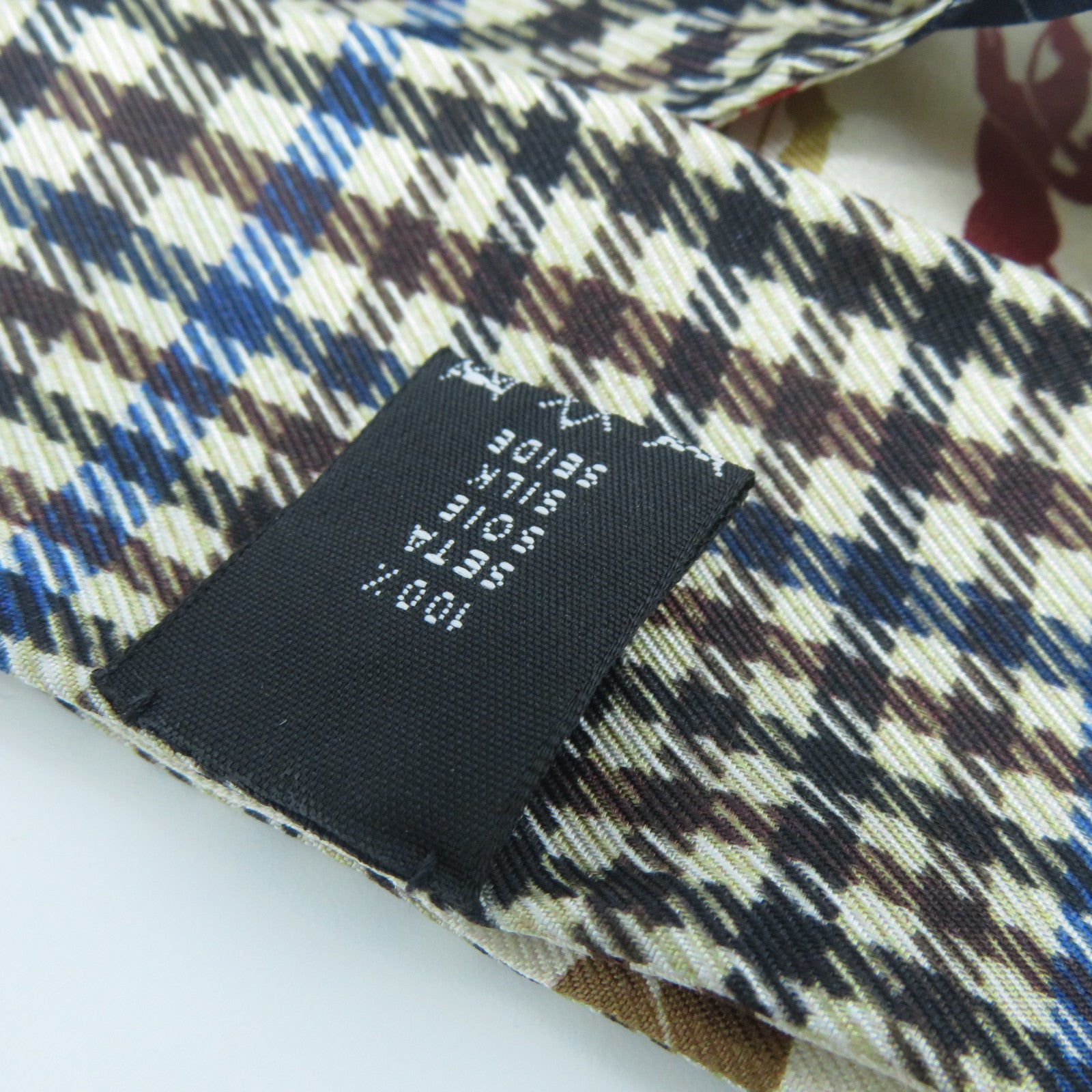 Longchamp 絲質Scarf圍巾藍色/啡色/白色