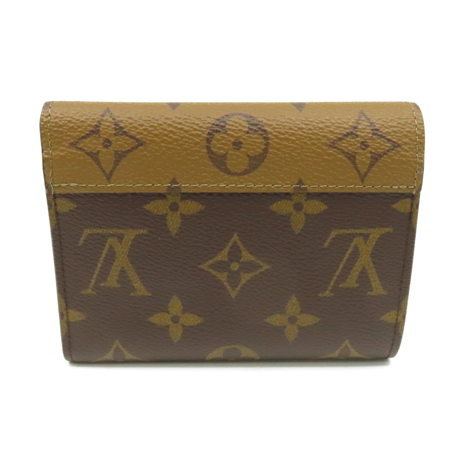 LOUIS VUITTON Monogram Reverse Victorine Mini Wallet 金扣短錢包啡色