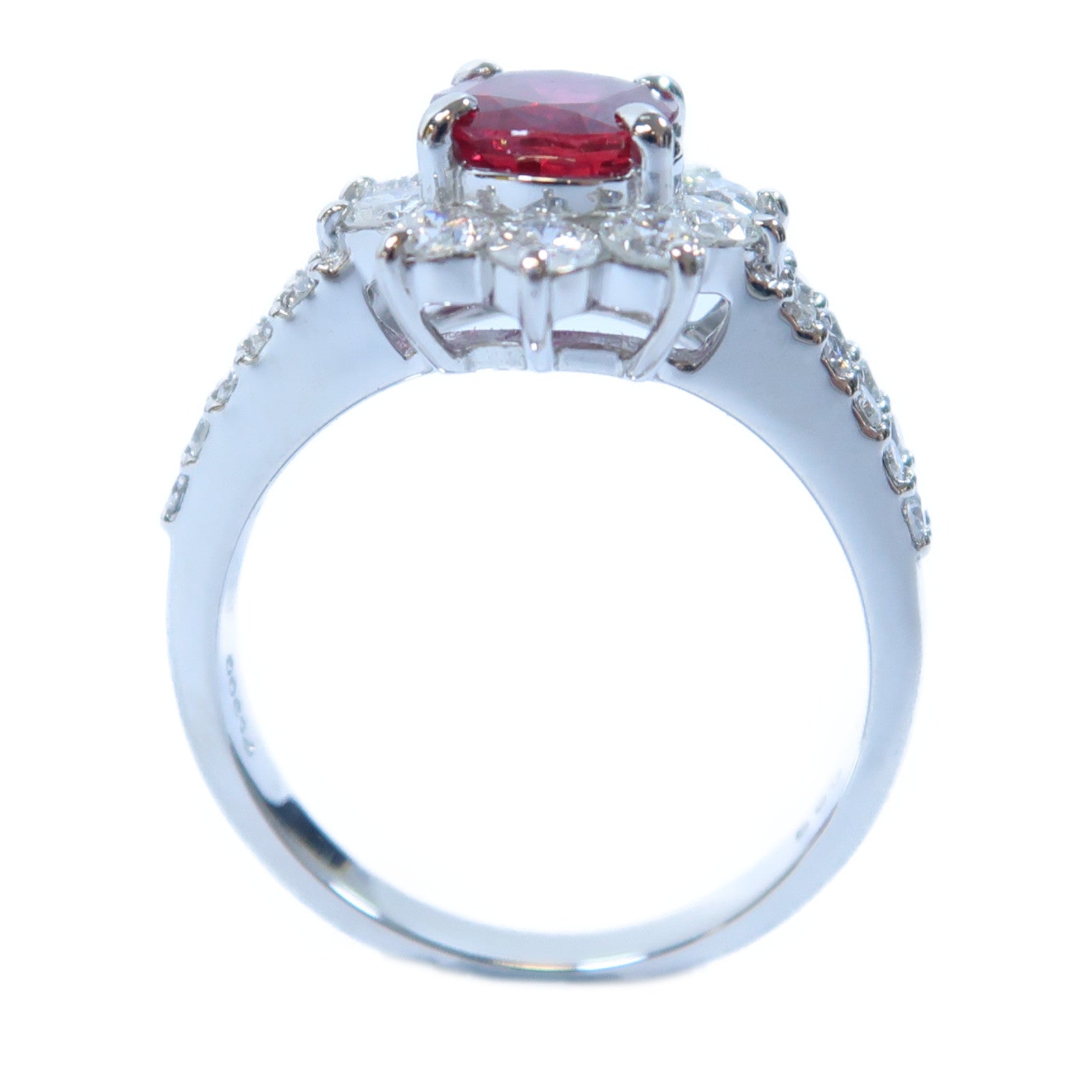 JEWELRY PT900鉑金Ruby Ring 1.13ct紅寶石/0.88ct鑽石戒指US#6.5