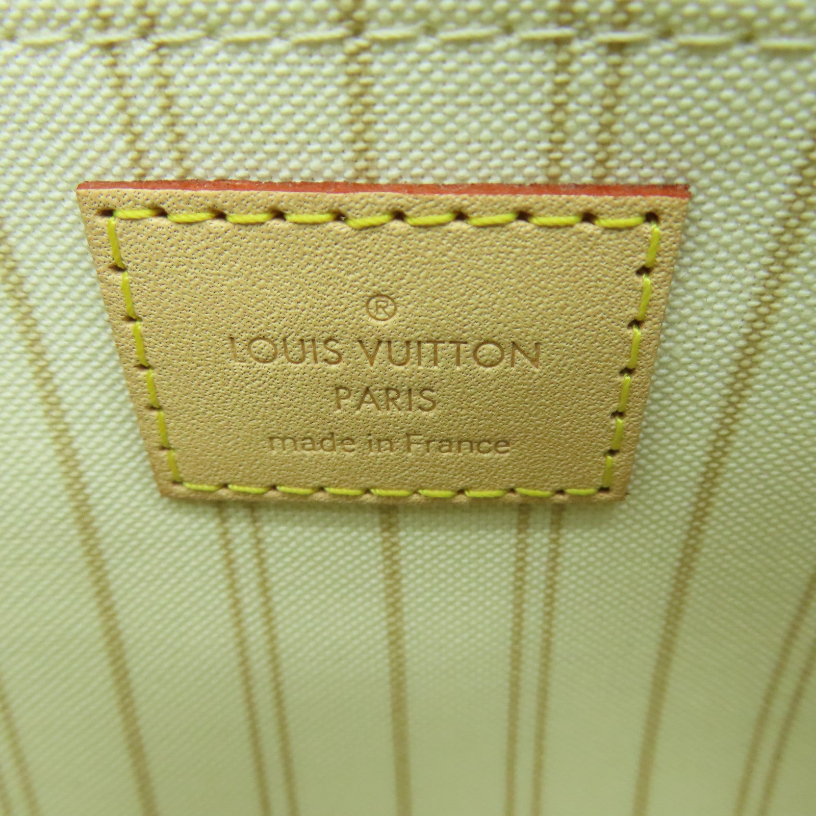 LOUIS VUITTON Damier Azur Neverfull MM金扣肩背袋白色