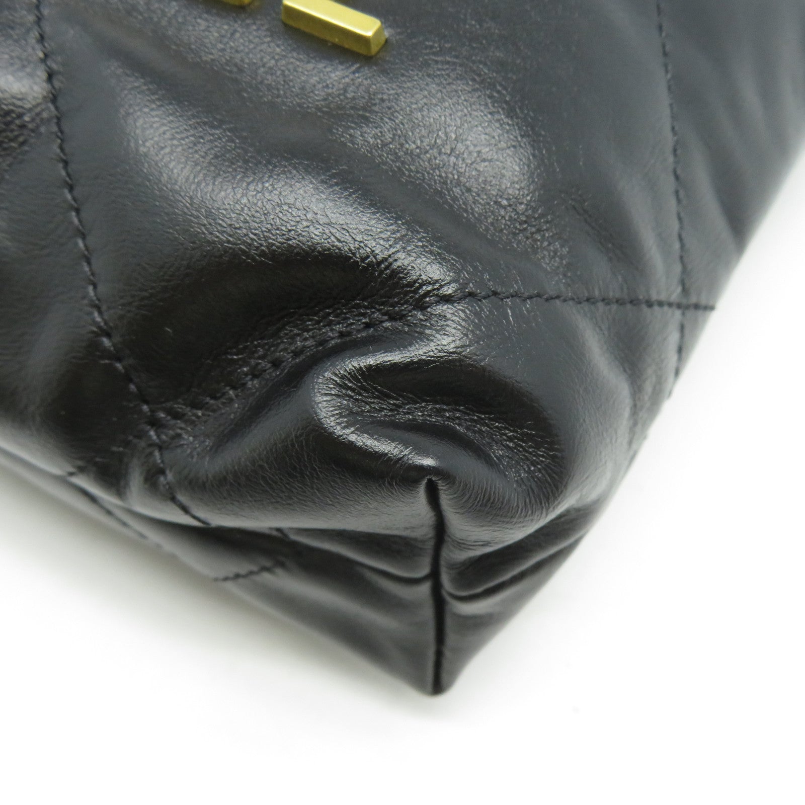 CHANEL 菱格牛皮皮革2 Way Chain Shoulder金扣鏈帶手挽肩背兩用袋黑色