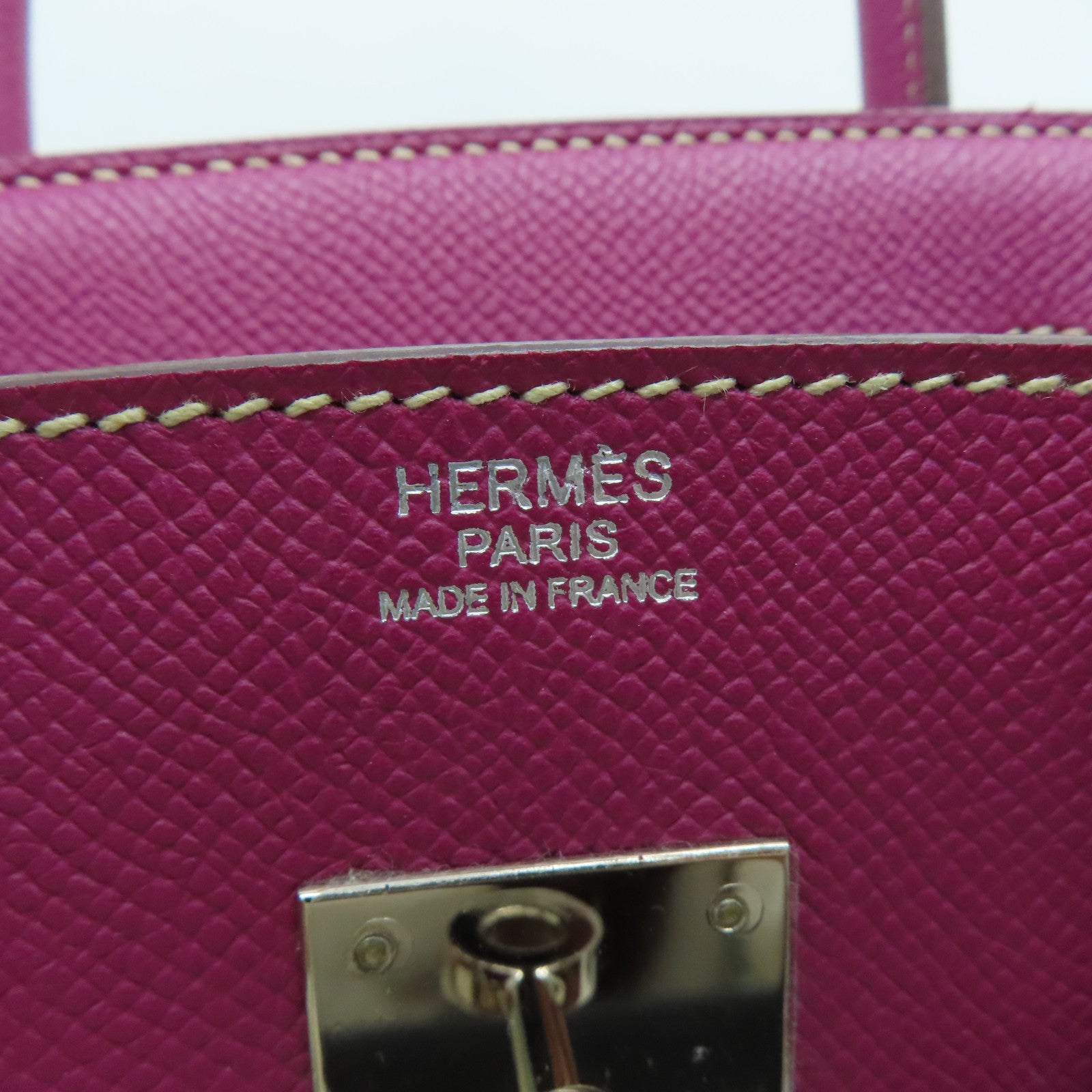 HERMES Epsom皮革Birkin 30銀扣手挽袋Tosca桃紫色