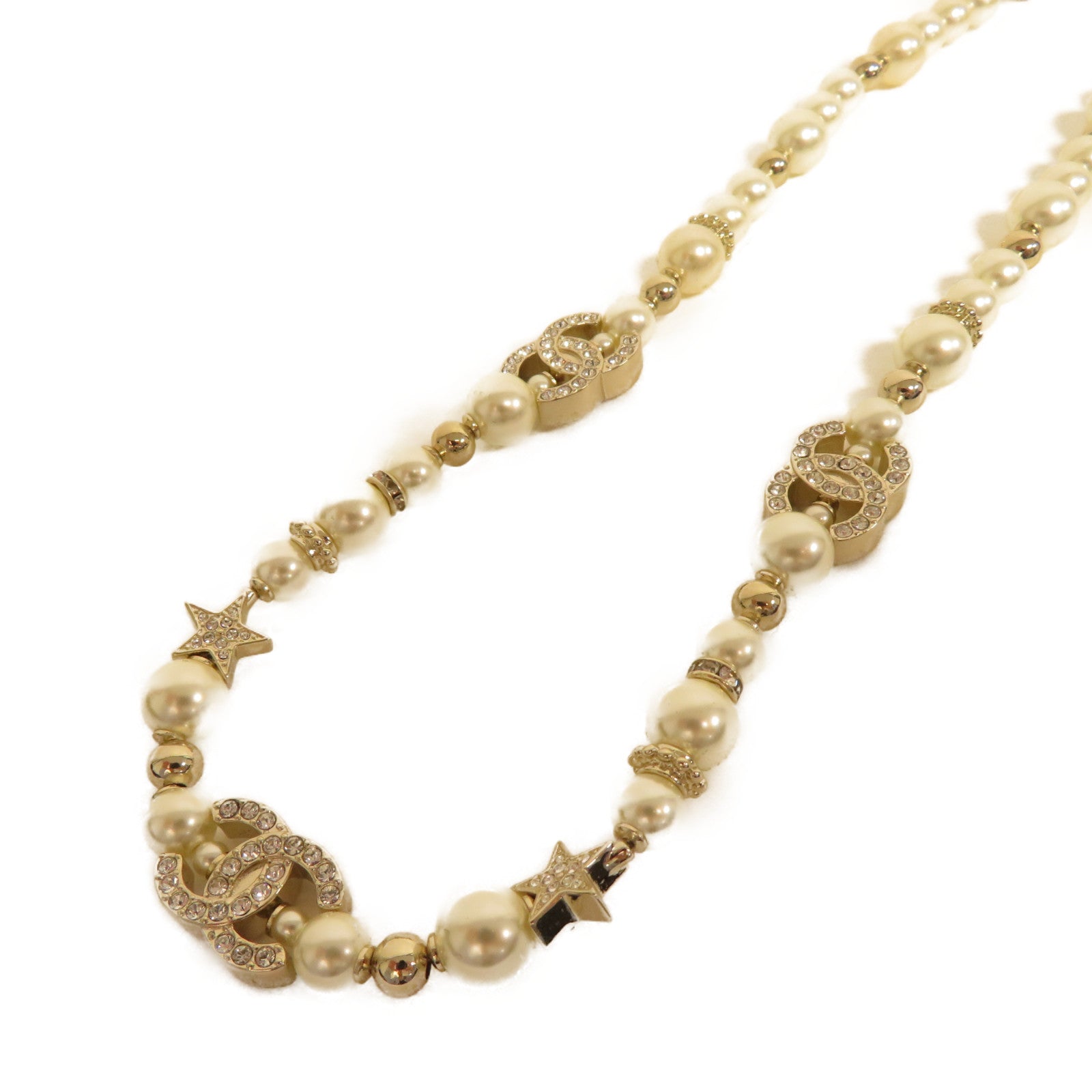 CHANEL 金屬/仿珍珠Necklace項鍊金色