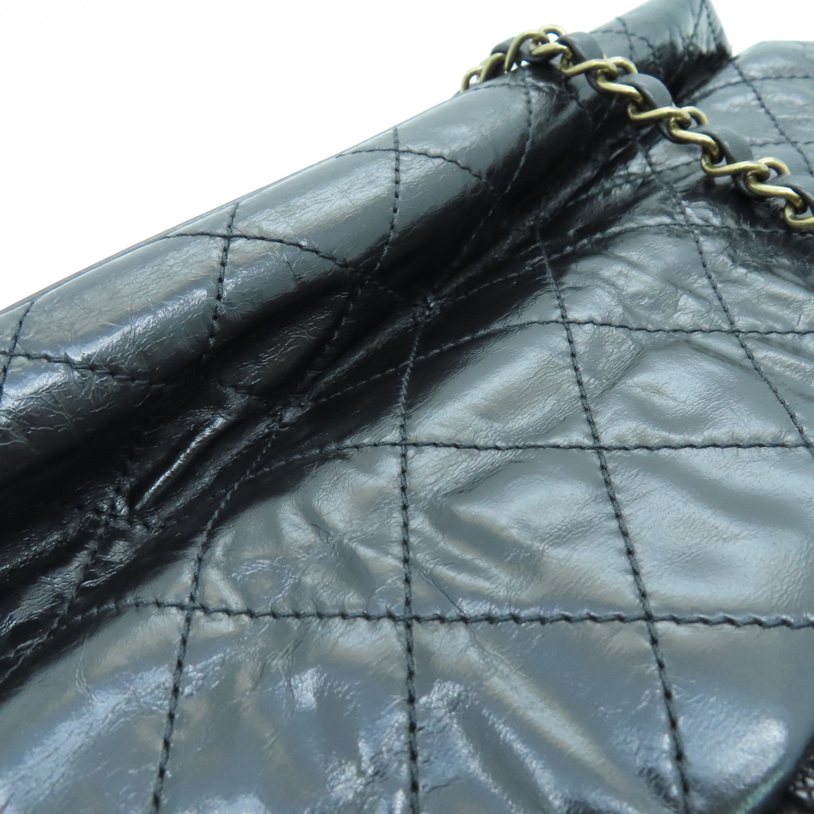 CHANEL 菱格牛皮皮革Shoulder Bag金扣手挽肩背两用袋黑色