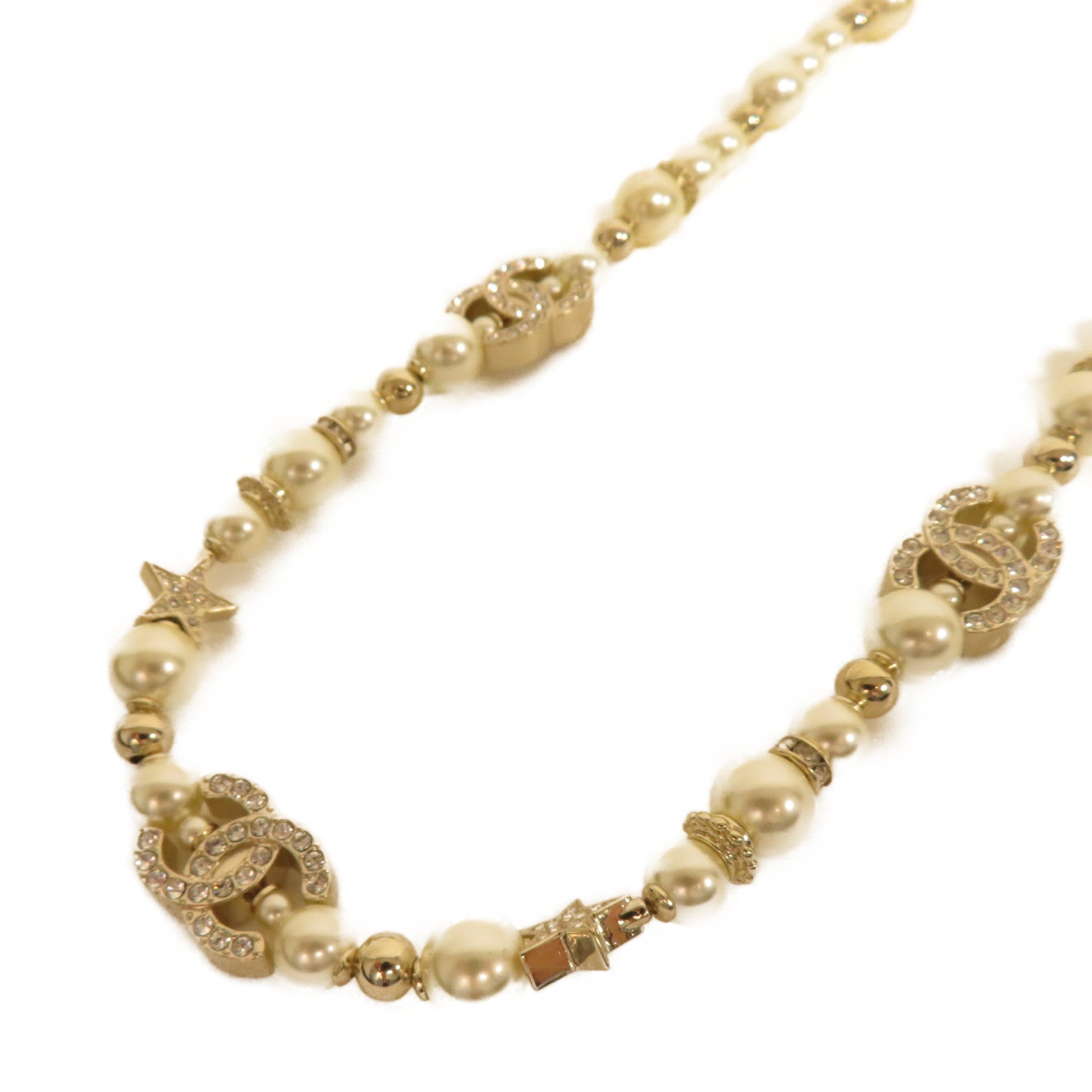 CHANEL 金屬/仿珍珠Necklace項鍊金色