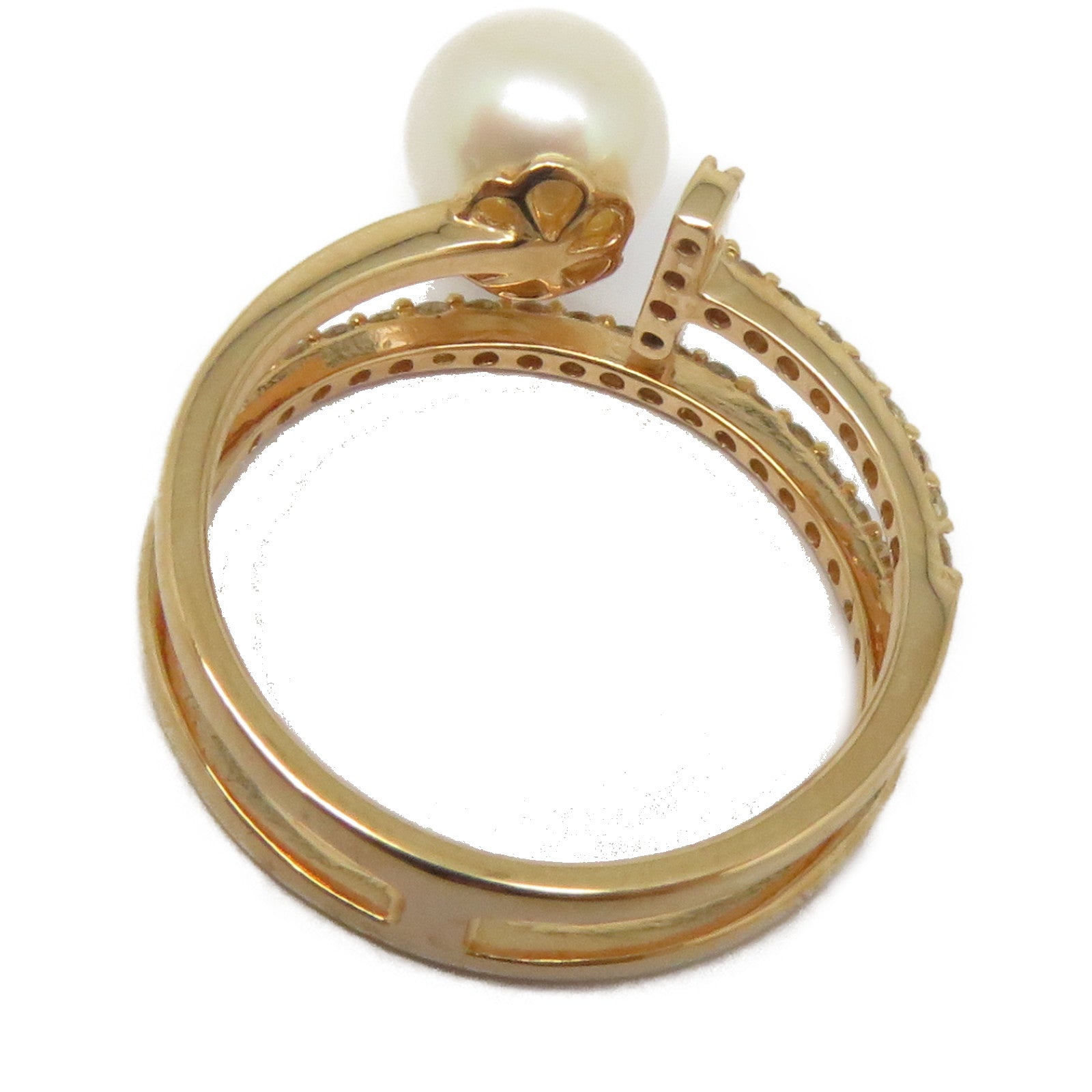 JEWELRY 18K玫瑰金Pearl Diamond Ring 2.97ct珍珠/0.323ct鑽石戒指US#6.75