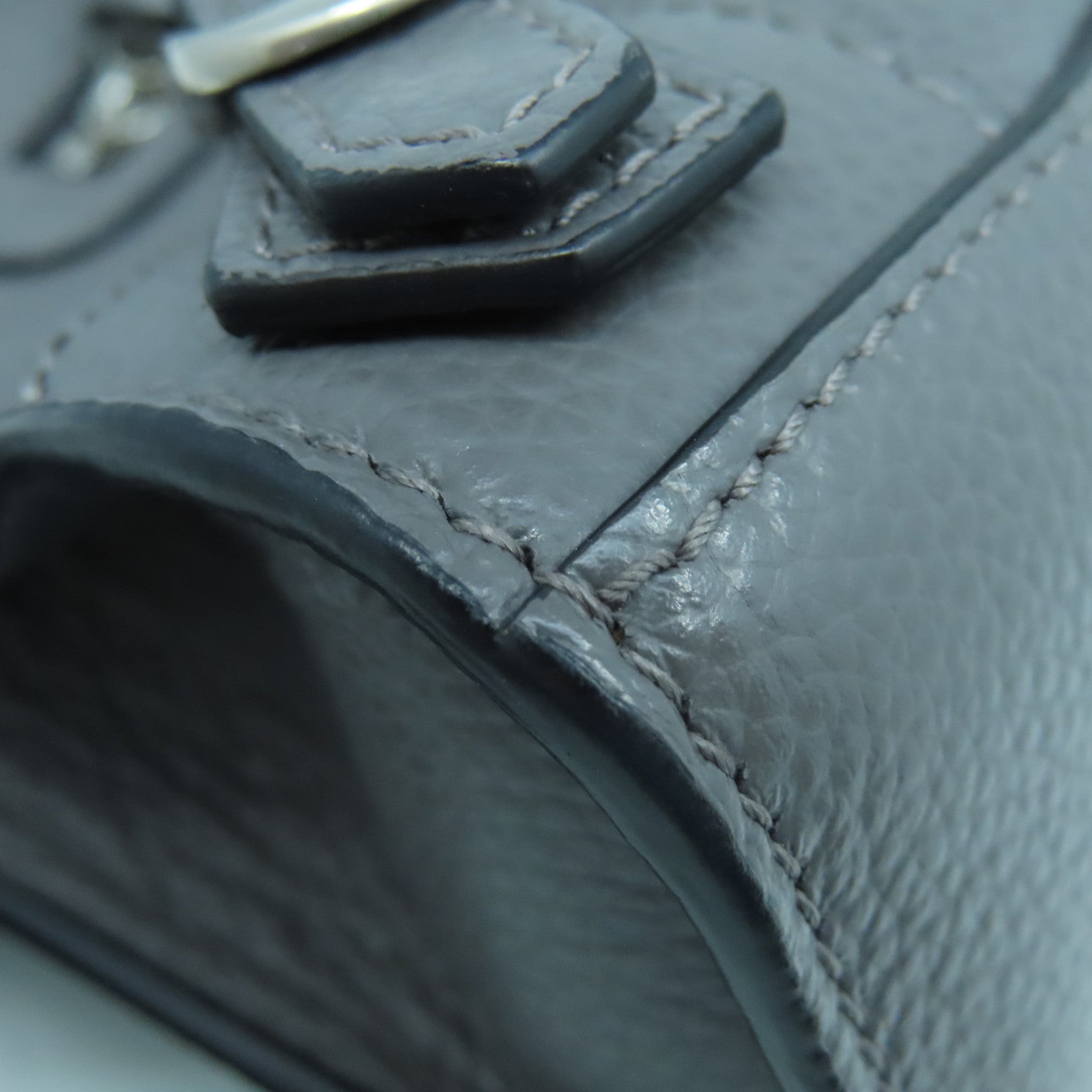 BALENCIAGA 牛皮皮革Classic City Mini銀扣手挽肩背兩用袋灰色