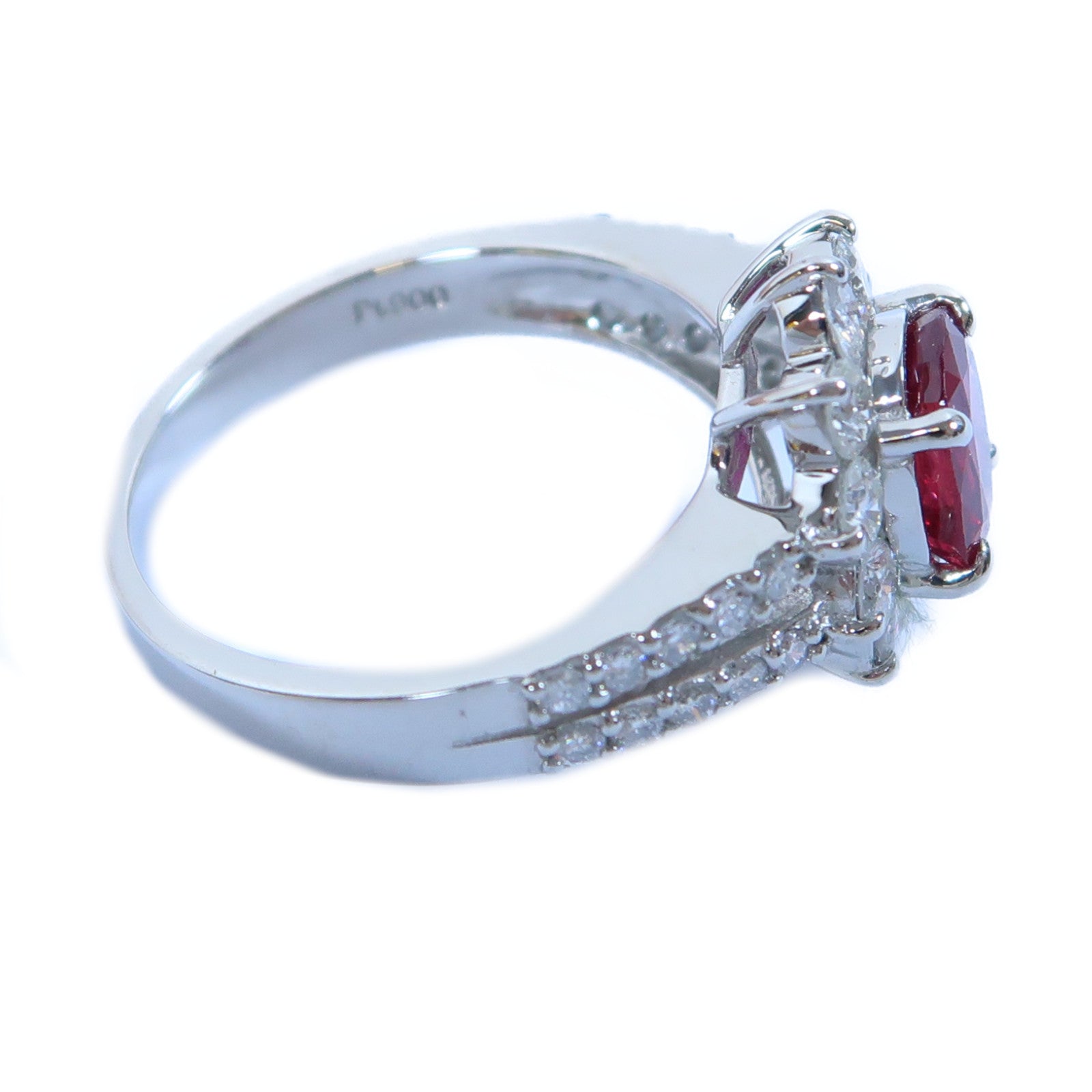 JEWELRY PT900鉑金Ruby Ring 1.13ct紅寶石/0.88ct鑽石戒指US#6.5