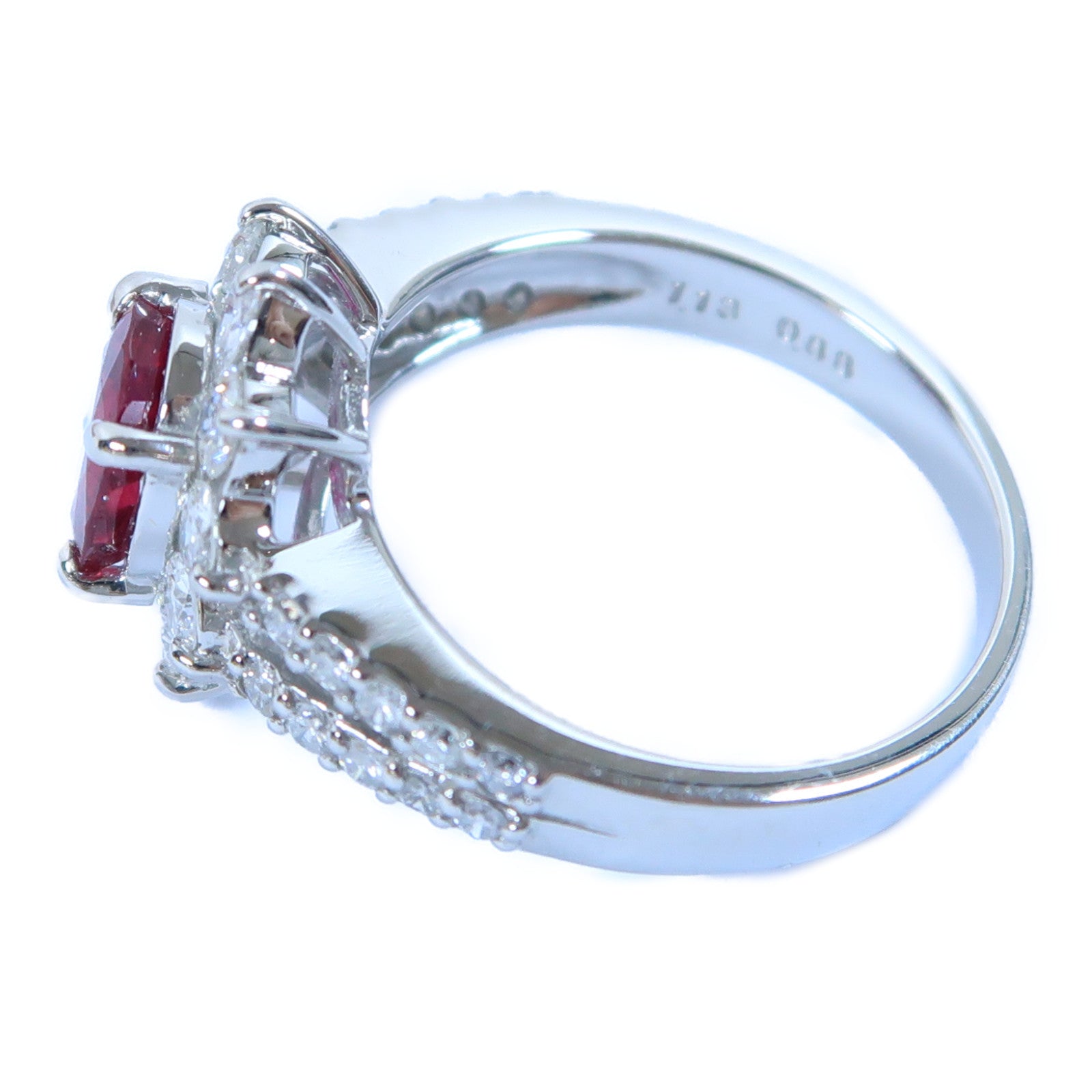 JEWELRY PT900鉑金Ruby Ring 1.13ct紅寶石/0.88ct鑽石戒指US#6.5