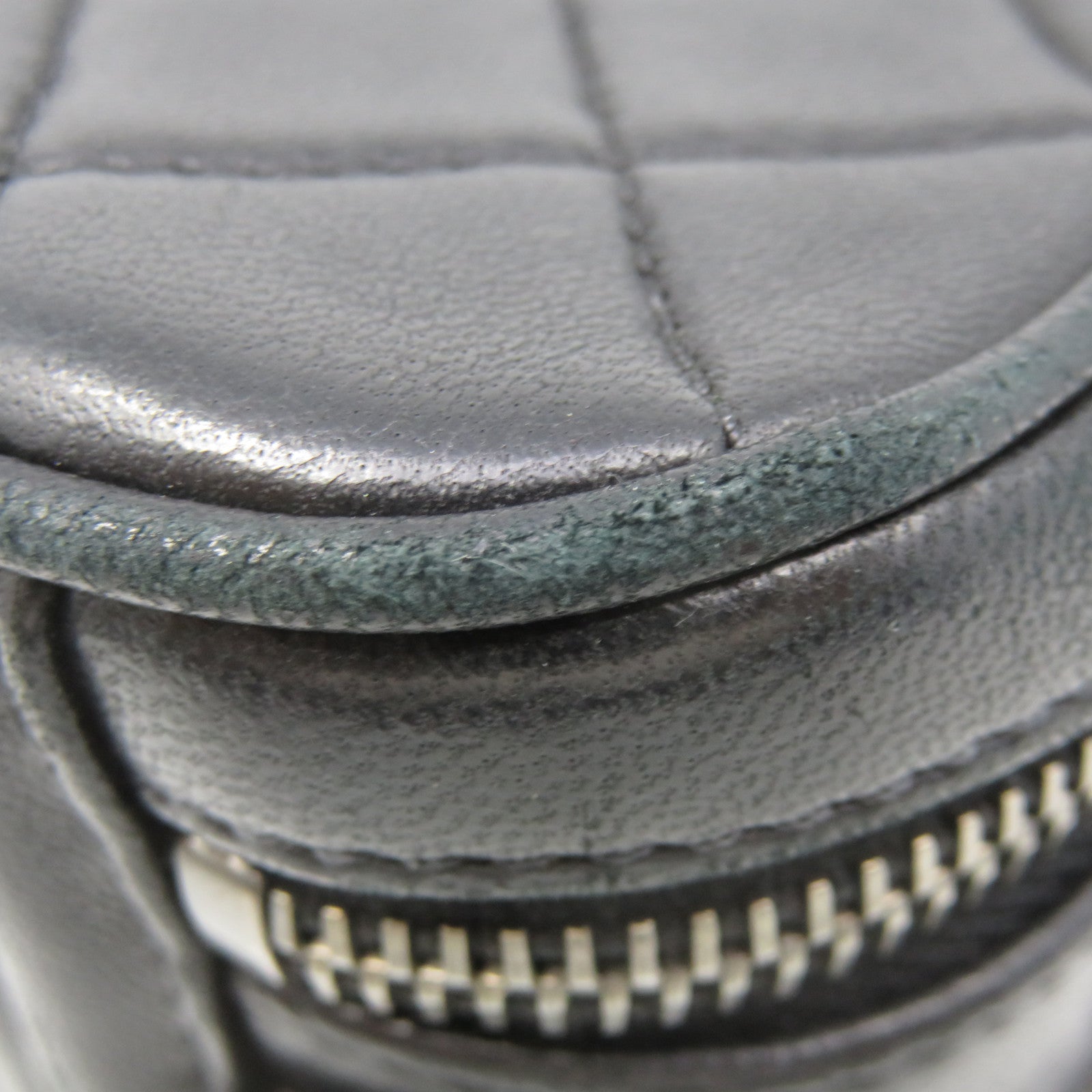 CHANEL 菱格羊皮皮革Chain Shoulder Bag银扣链带肩背袋黑色
