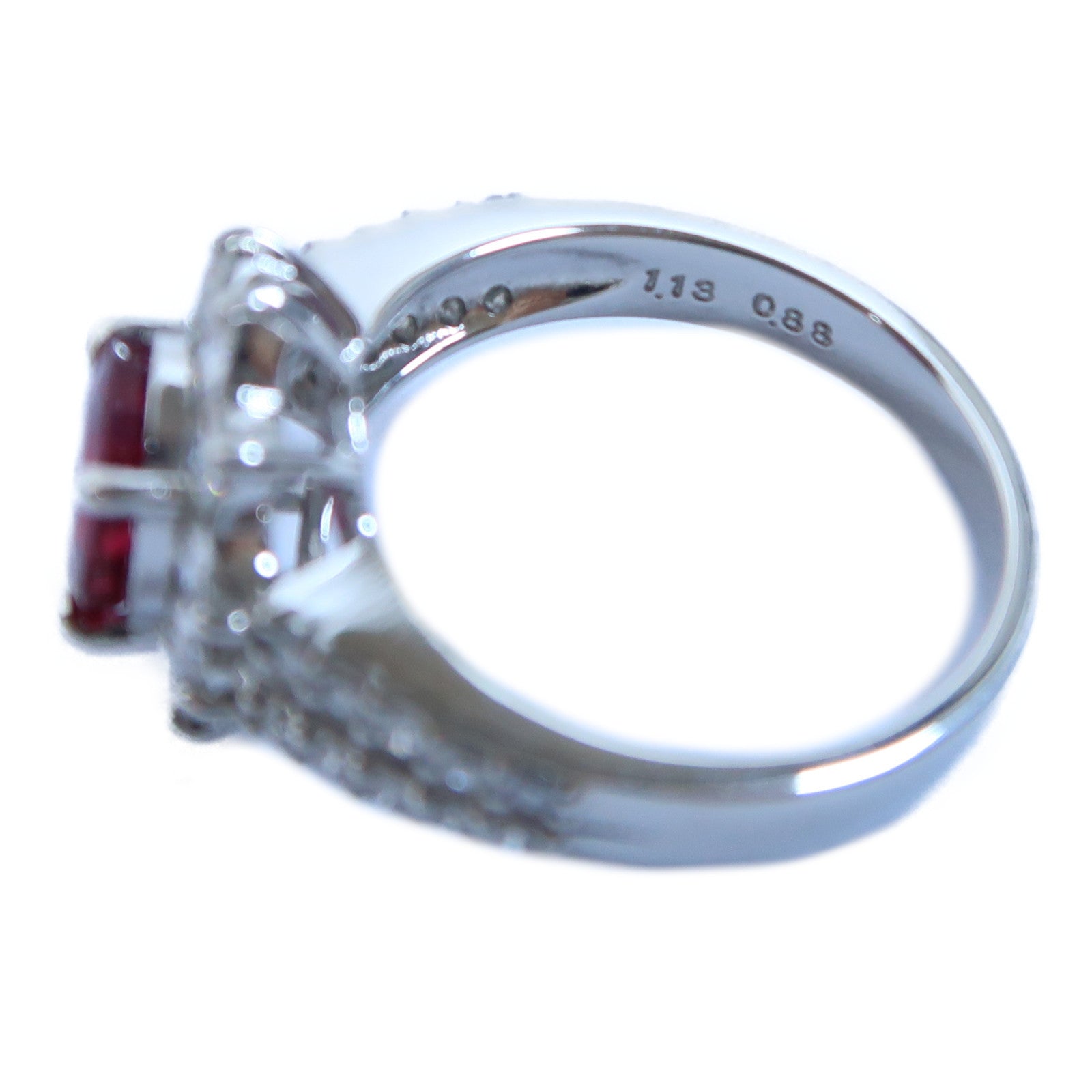 JEWELRY PT900鉑金Ruby Ring 1.13ct紅寶石/0.88ct鑽石戒指US#6.5