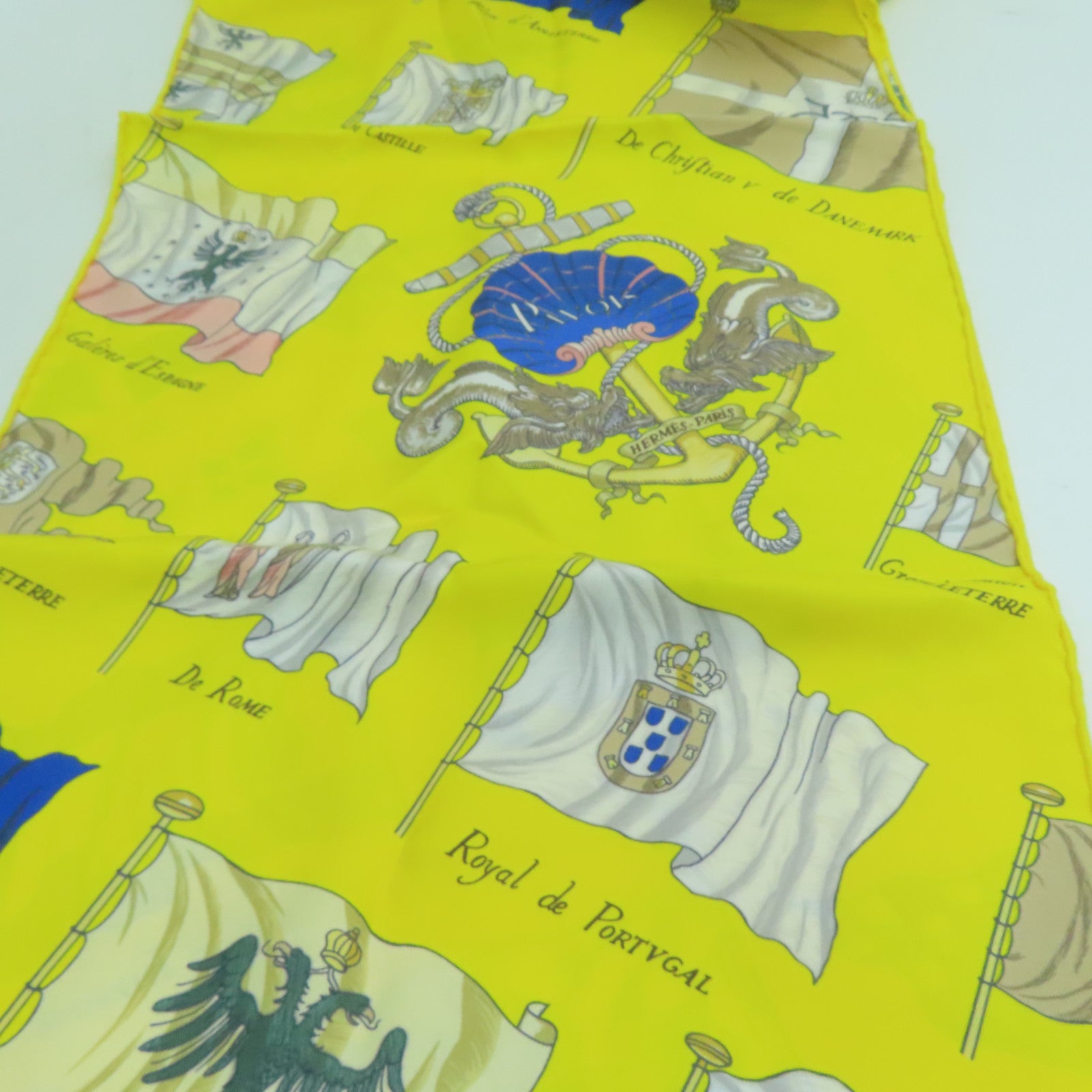 HERMES 絲質Maxi Twilly Scarf絲巾黃色