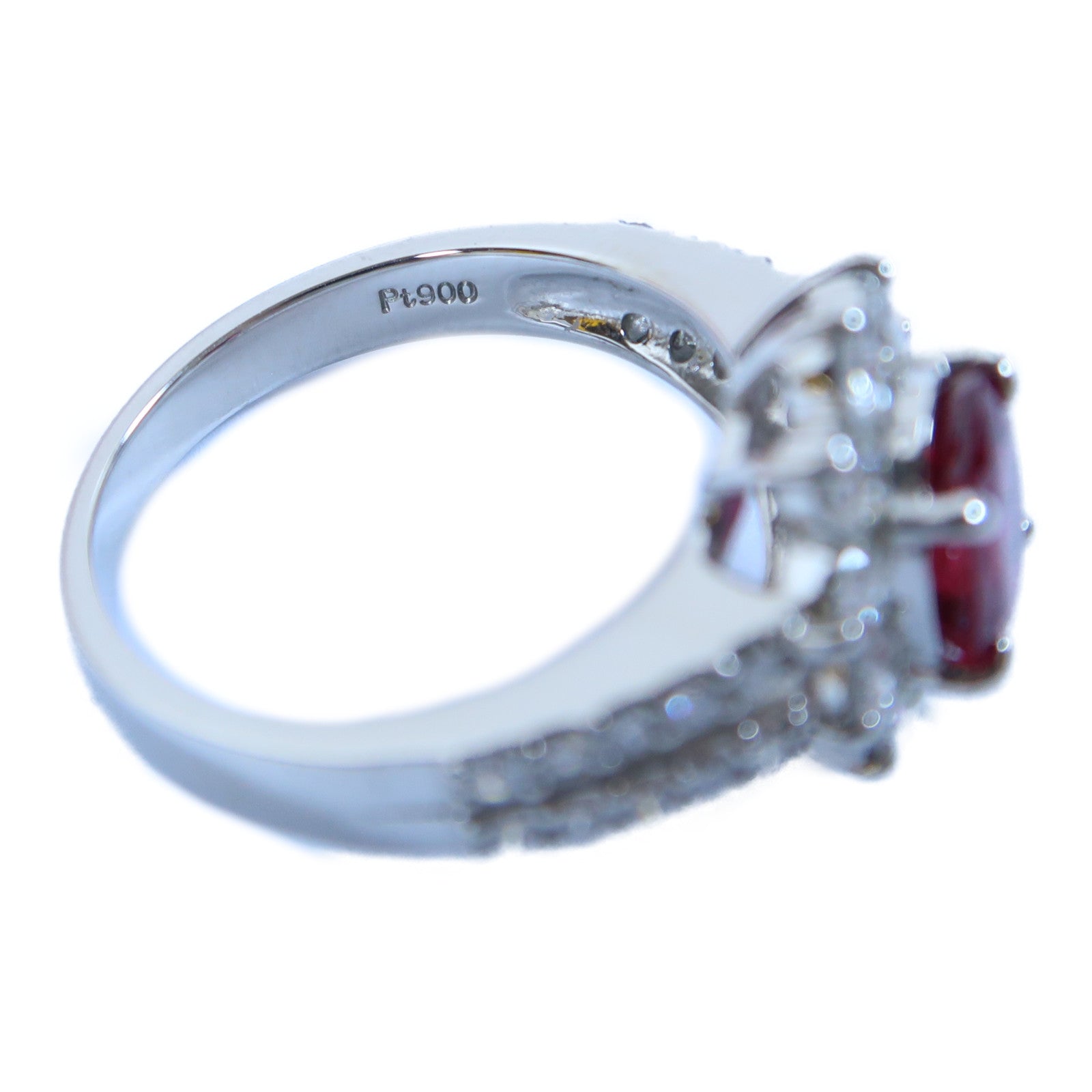 JEWELRY PT900鉑金Ruby Ring 1.13ct紅寶石/0.88ct鑽石戒指US#6.5