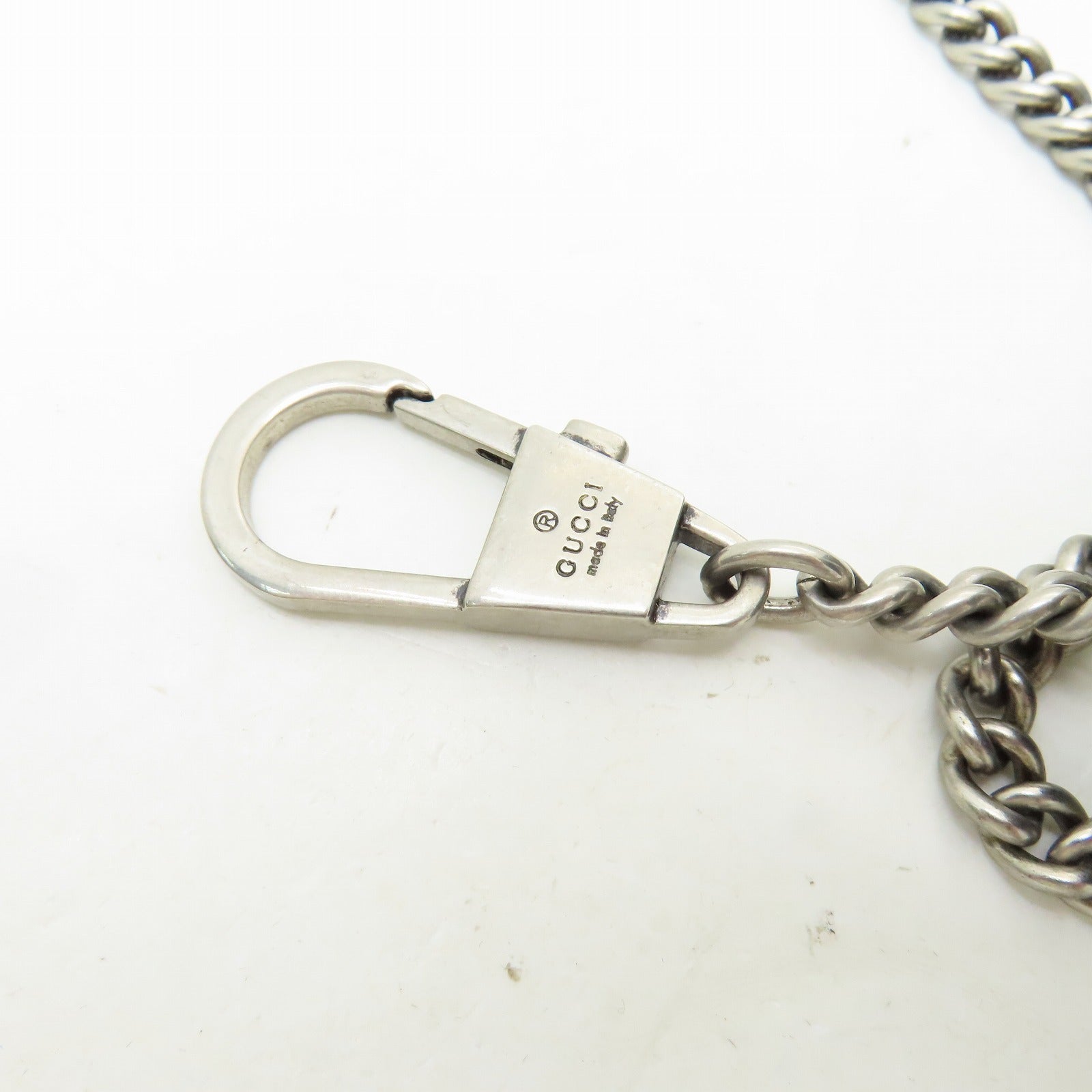 GUCCI 牛皮皮革Mini Chain Bag銀扣鏈帶肩背袋藍色/白色