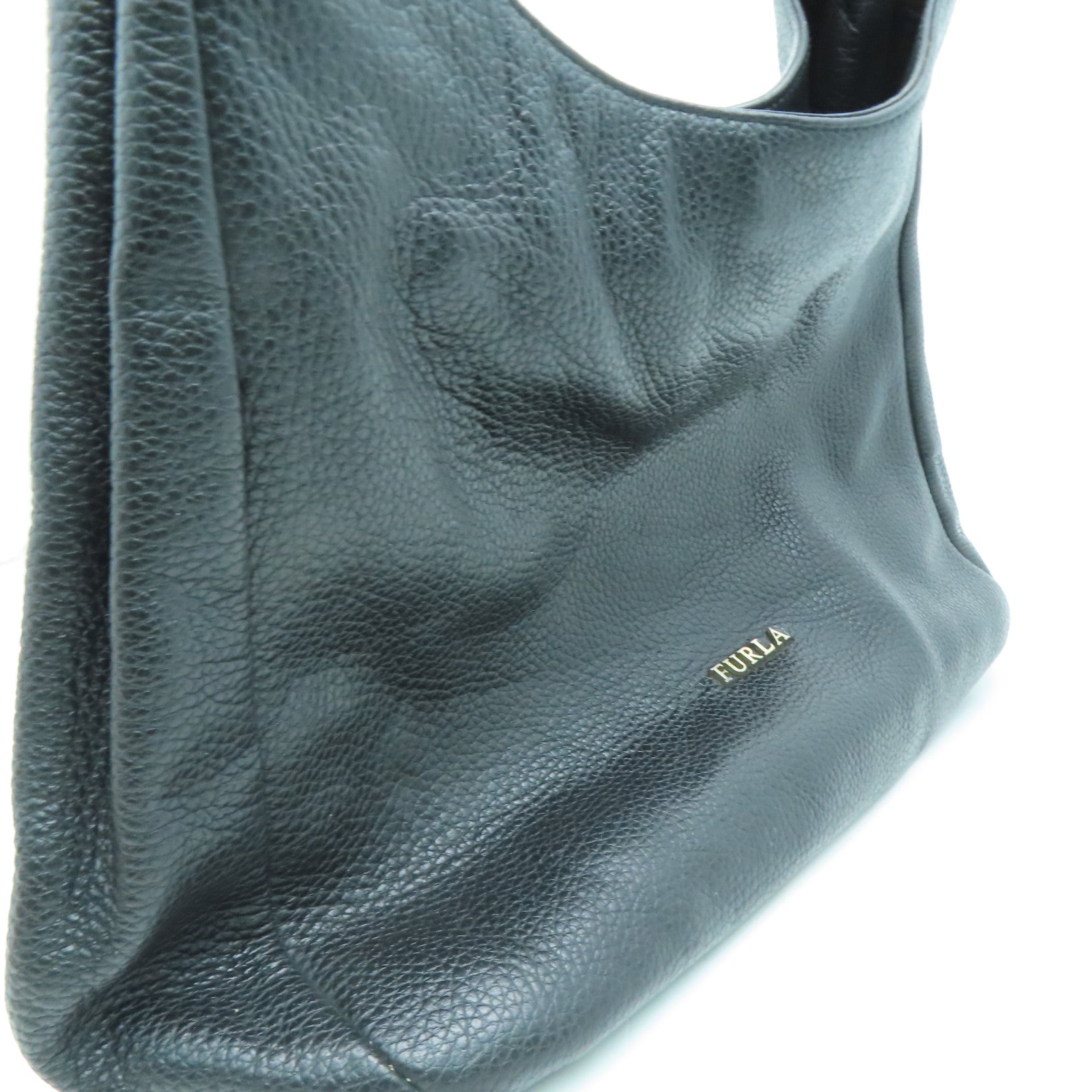 Furla 皮革Shoulder Bag金扣肩背袋黑色
