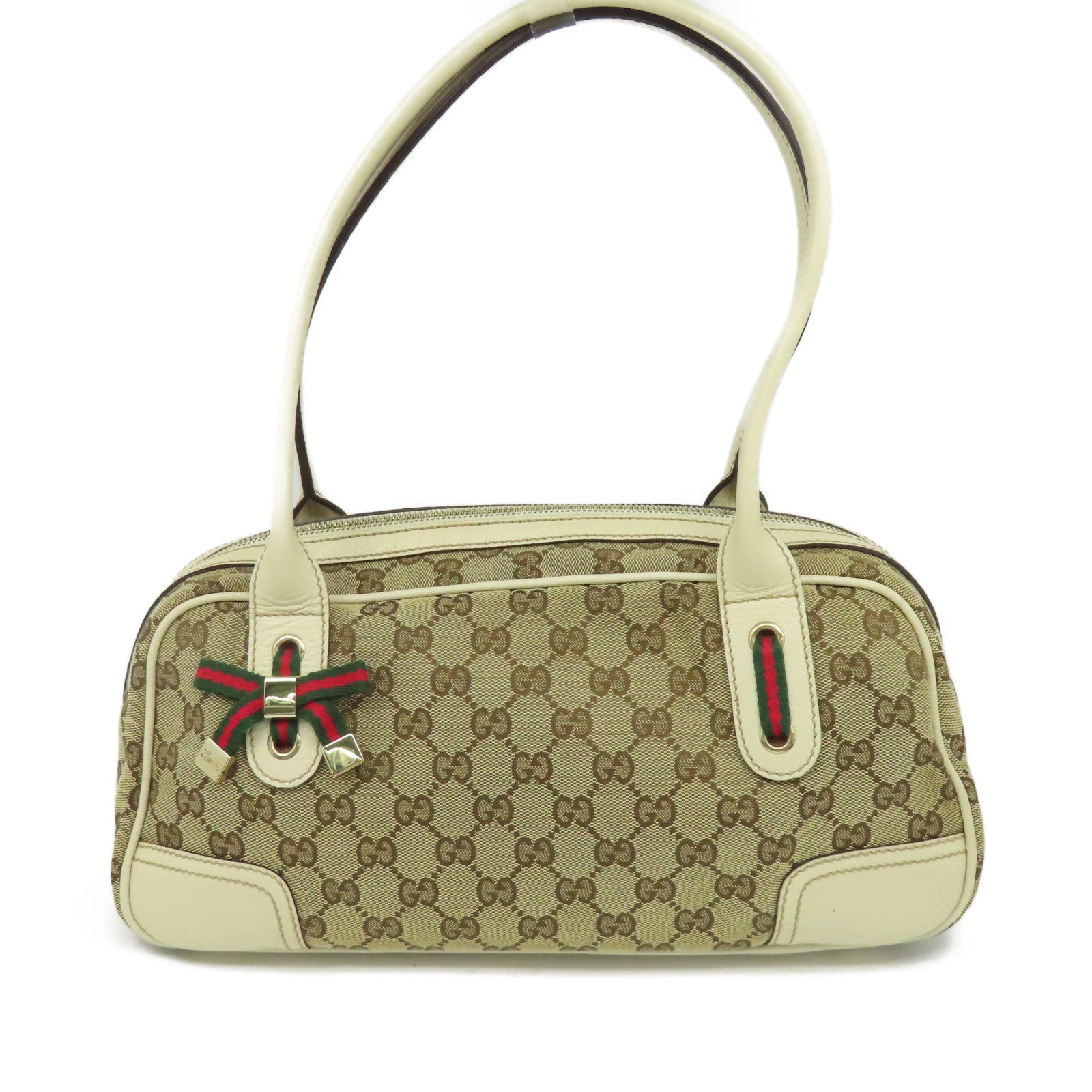 GUCCI 帆布Shoulder Bag金扣肩背袋米色