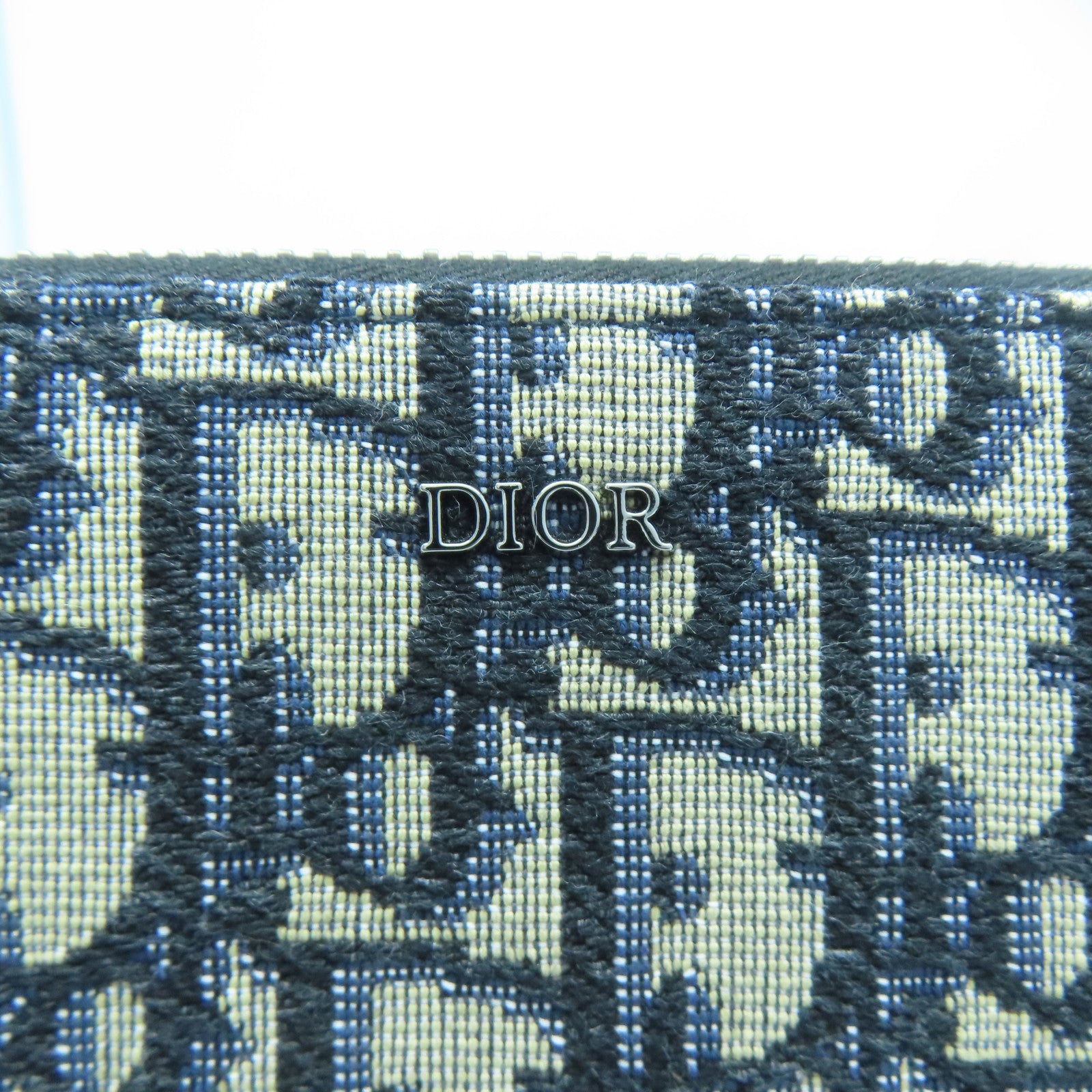 Dior 帆布Pouch With Strap銀扣肩背袋黑色/藍色