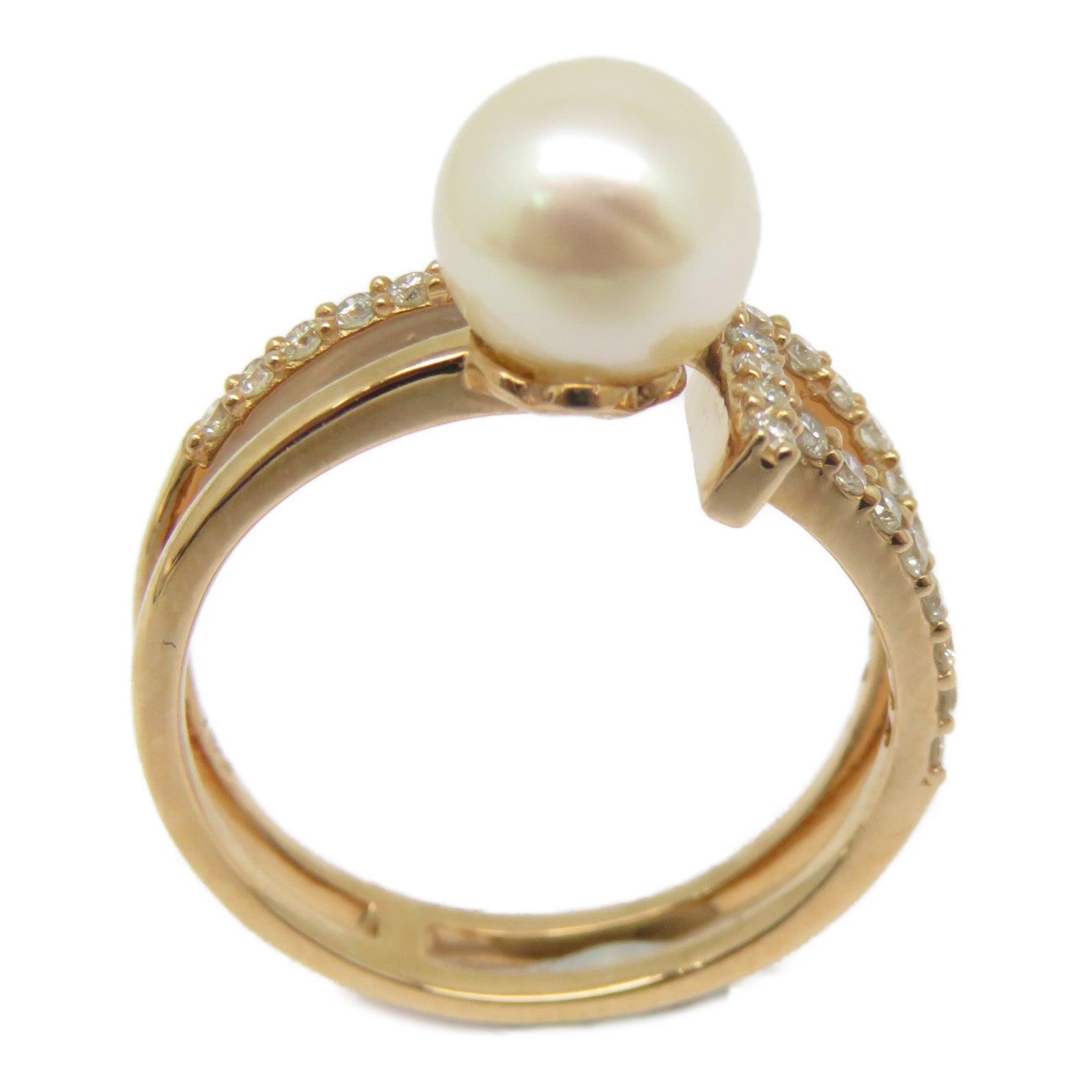JEWELRY 18K玫瑰金Pearl Diamond Ring 2.97ct珍珠/0.323ct鑽石戒指US#6.75