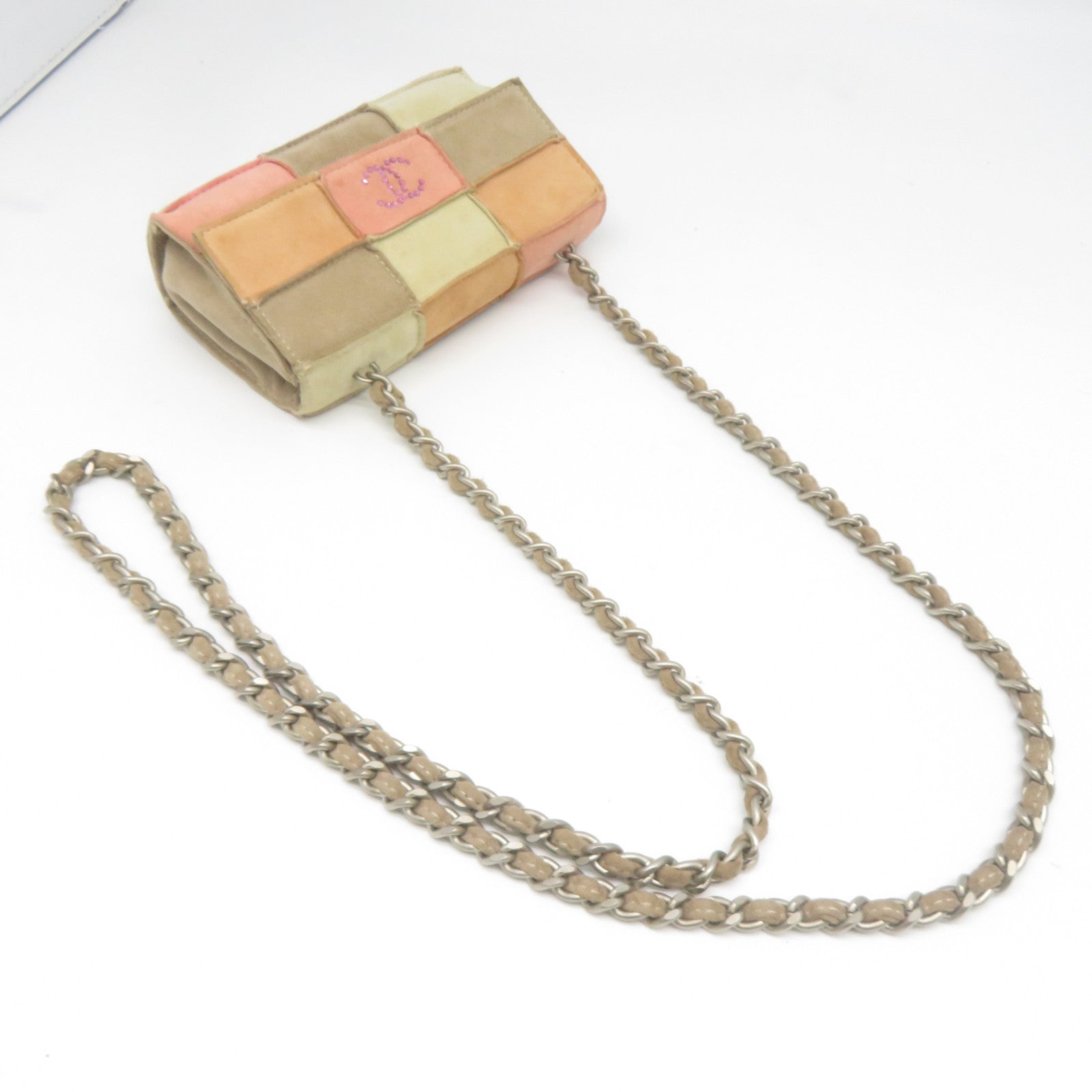 CHANEL 【激減優惠】麂皮皮革Mini Chain Bag銀扣鏈帶肩背袋彩色