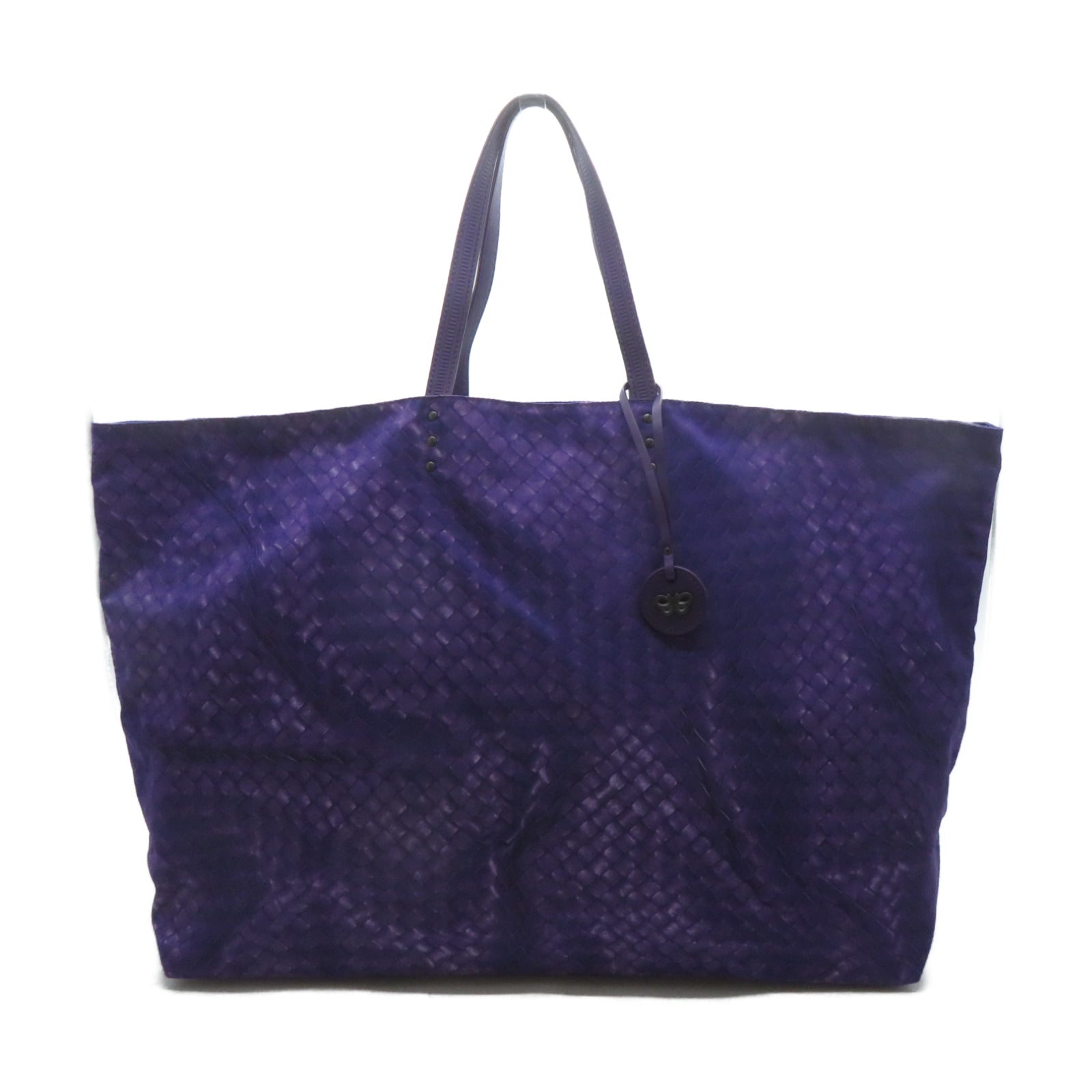BOTTEGA VENETA 尼龍Tote Bag銀扣肩背袋紫色