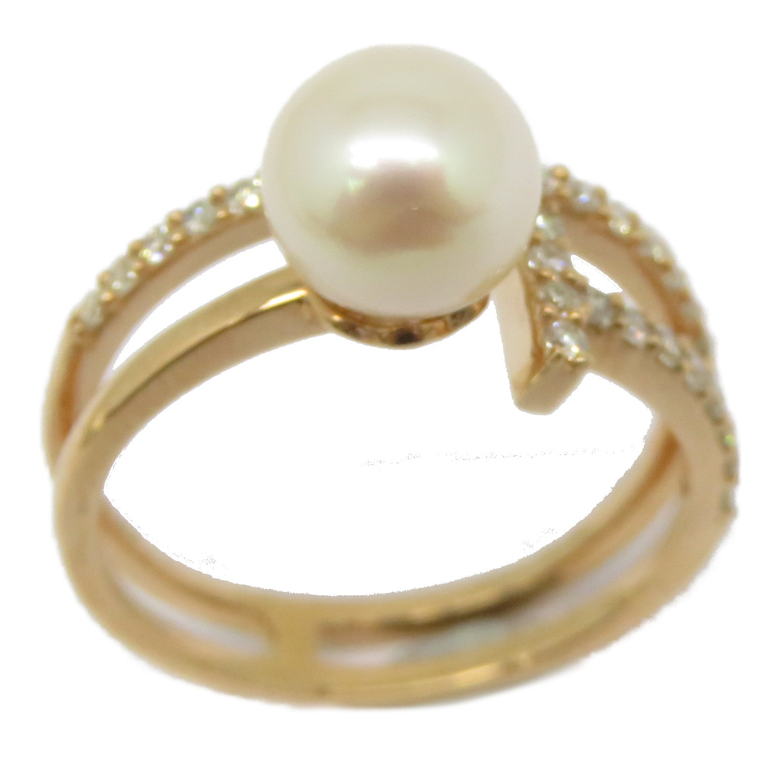 JEWELRY 18K玫瑰金Pearl Diamond Ring 2.97ct珍珠/0.323ct鑽石戒指US#6.75