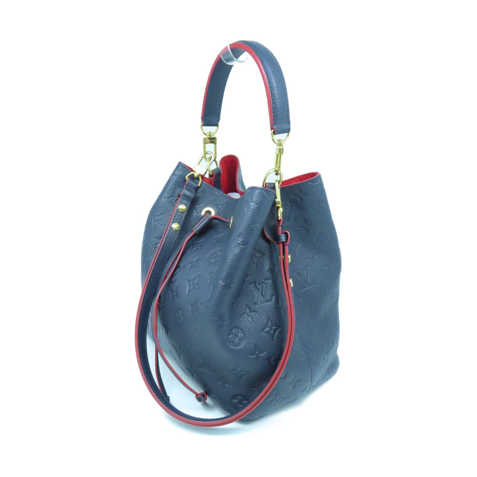 LOUIS VUITTON Monogram Empreinte Neo Noe MM金扣手挽肩背兩用袋藍色