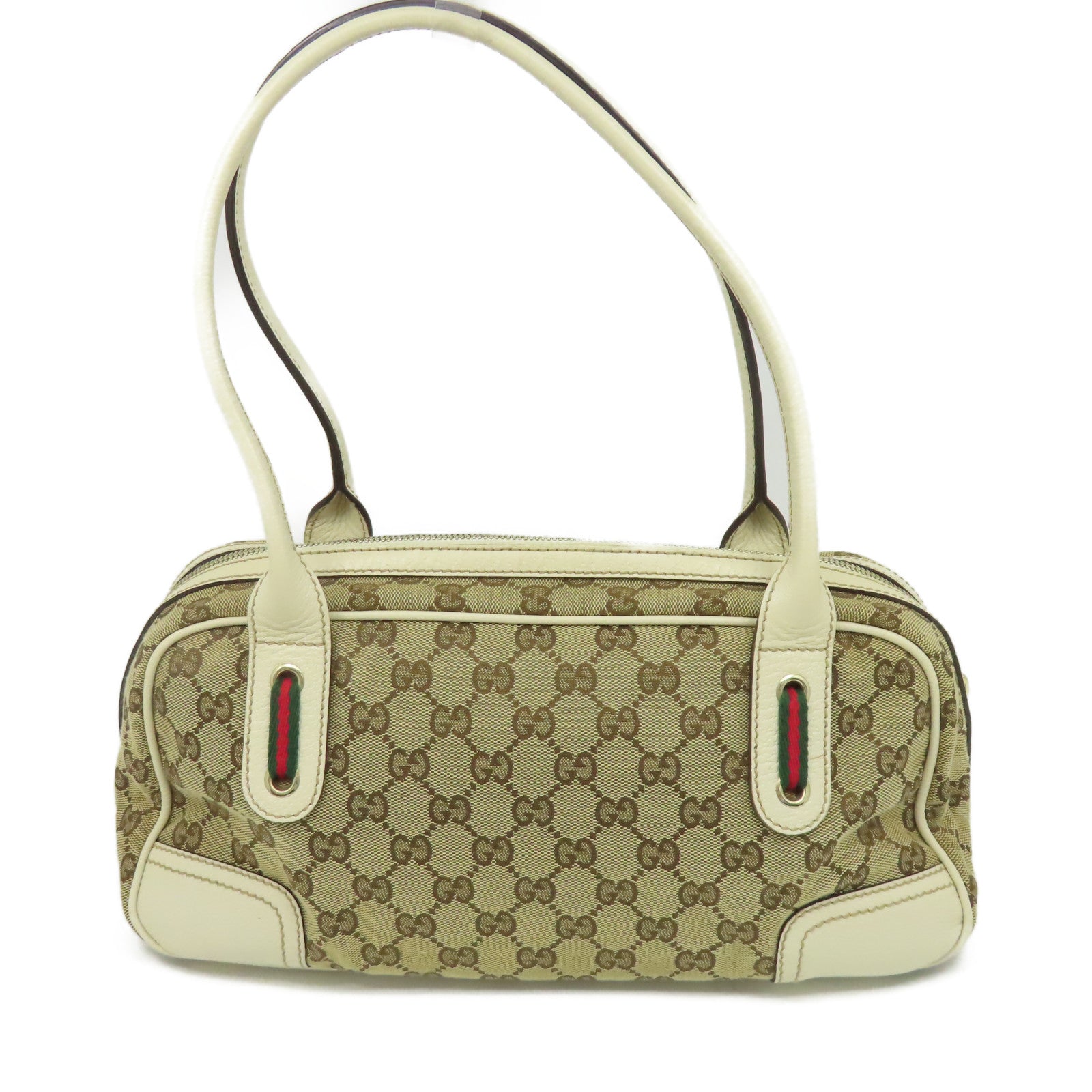 GUCCI 帆布Shoulder Bag金扣肩背袋米色