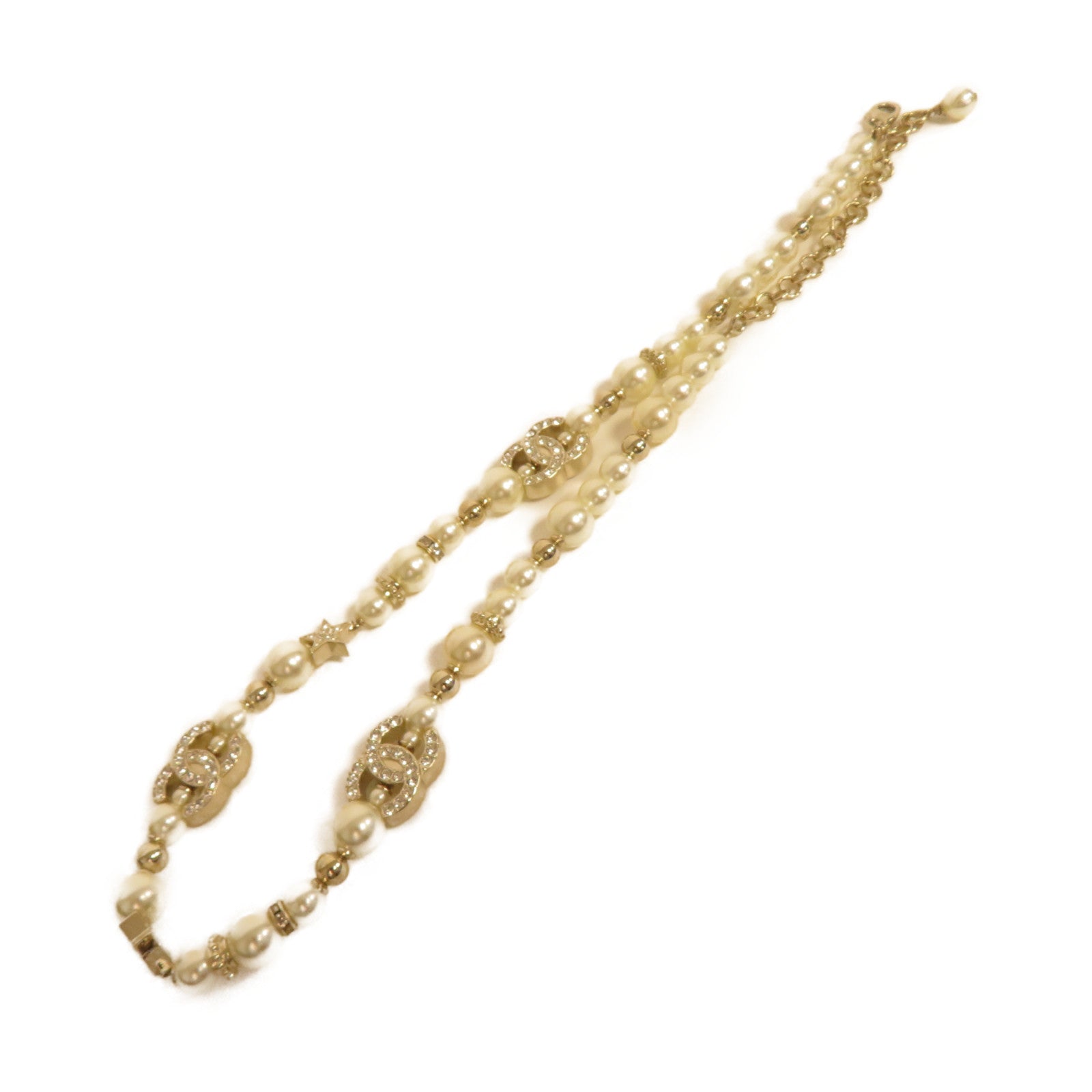 CHANEL 金屬/仿珍珠Necklace項鍊金色