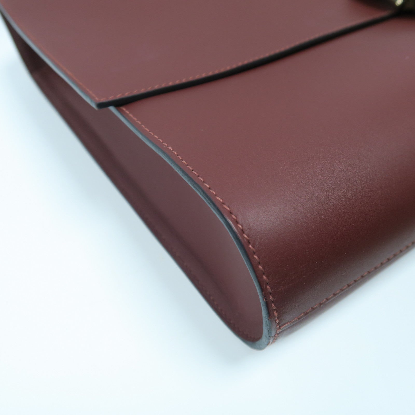 HERMES Swift皮革/Sombrero皮革Etriviere II銀扣手挽袋Rough暗紅色