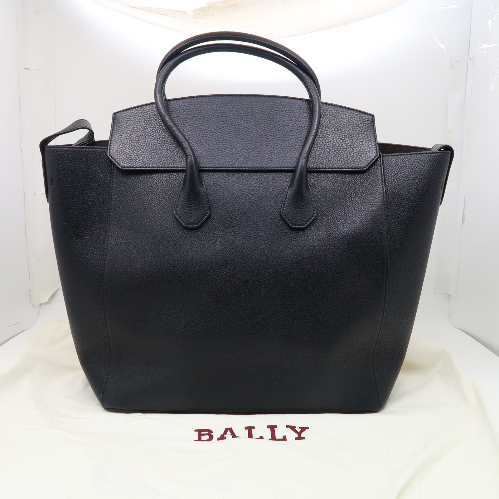 BALLY 牛皮皮革Tote Bag銀扣手挽袋黑色