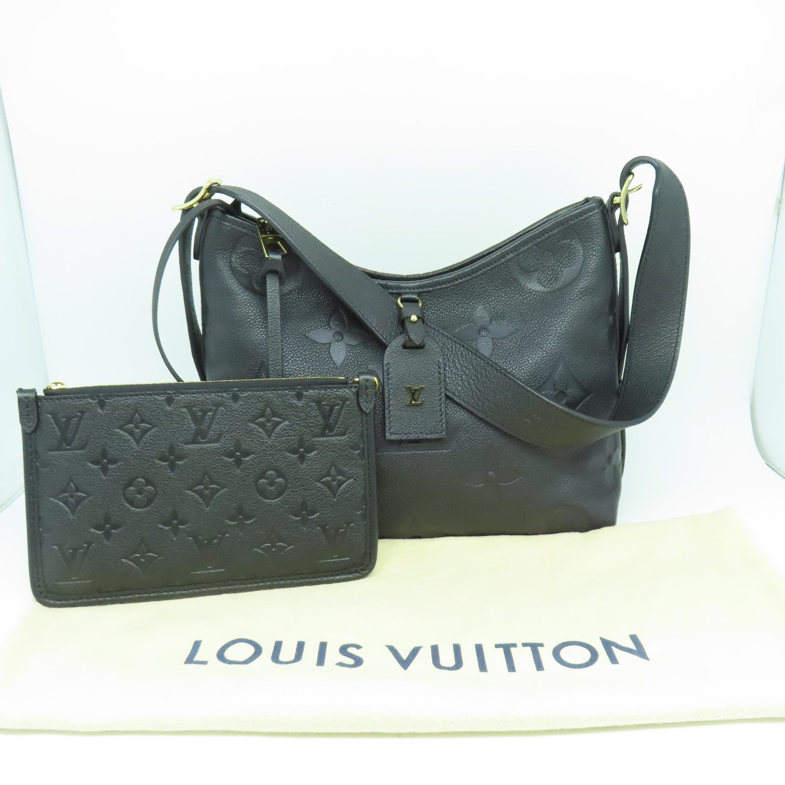 LOUIS VUITTON Monogram Empreinte Carry AII PM金扣肩背袋黑色