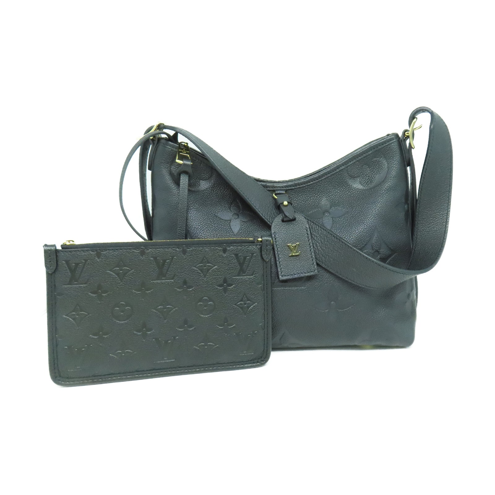 LOUIS VUITTON Monogram Empreinte Carry AII PM金扣肩背袋黑色