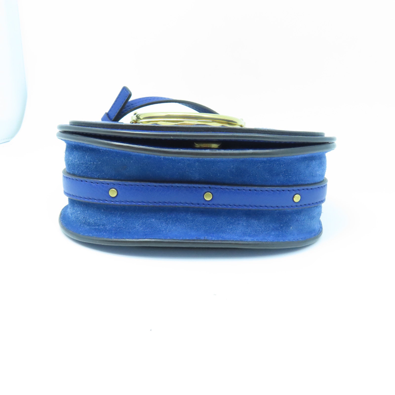 Chloe Leather Bracelet Nile Gold Buckle Shoulder Bag Blue
