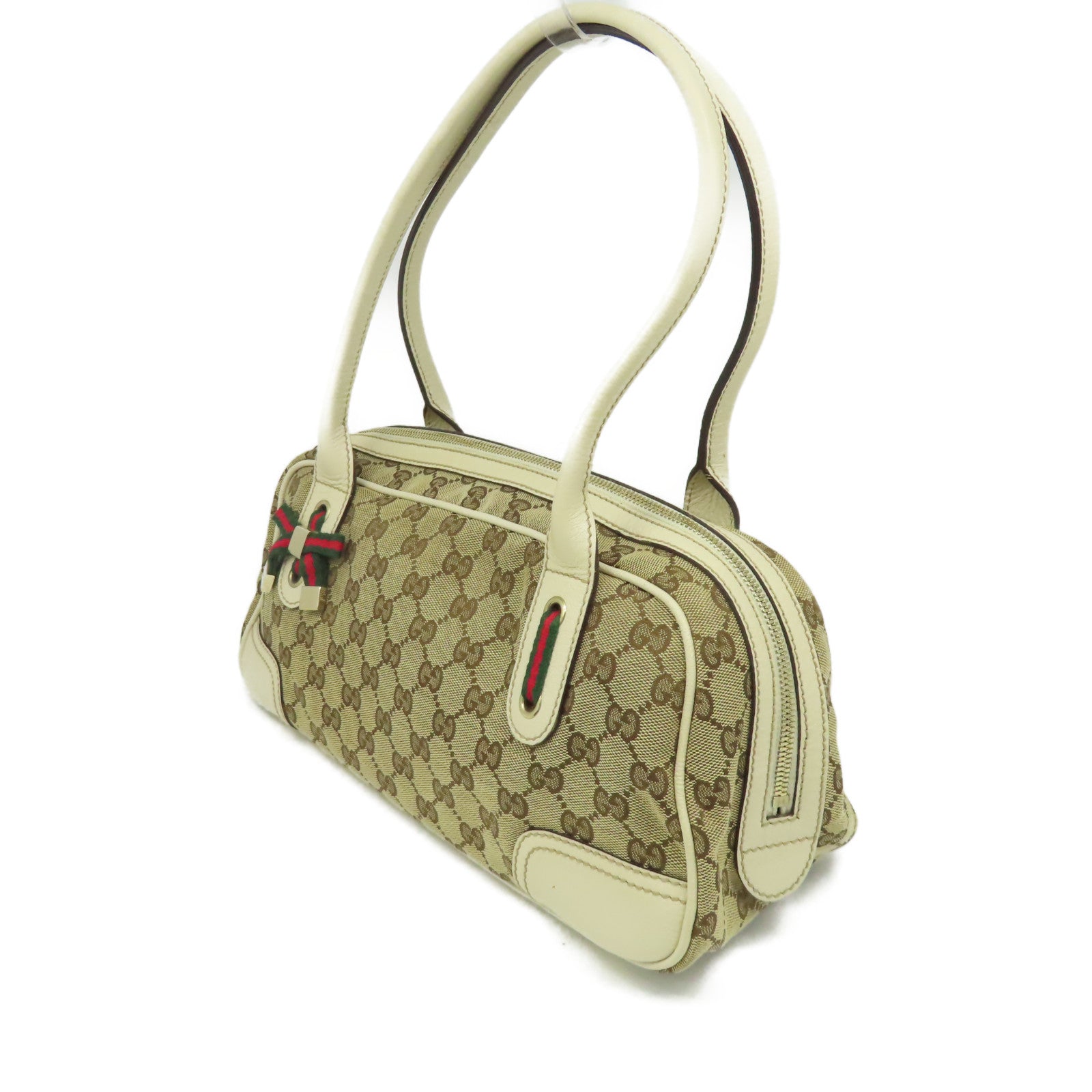 GUCCI 帆布Shoulder Bag金扣肩背袋米色