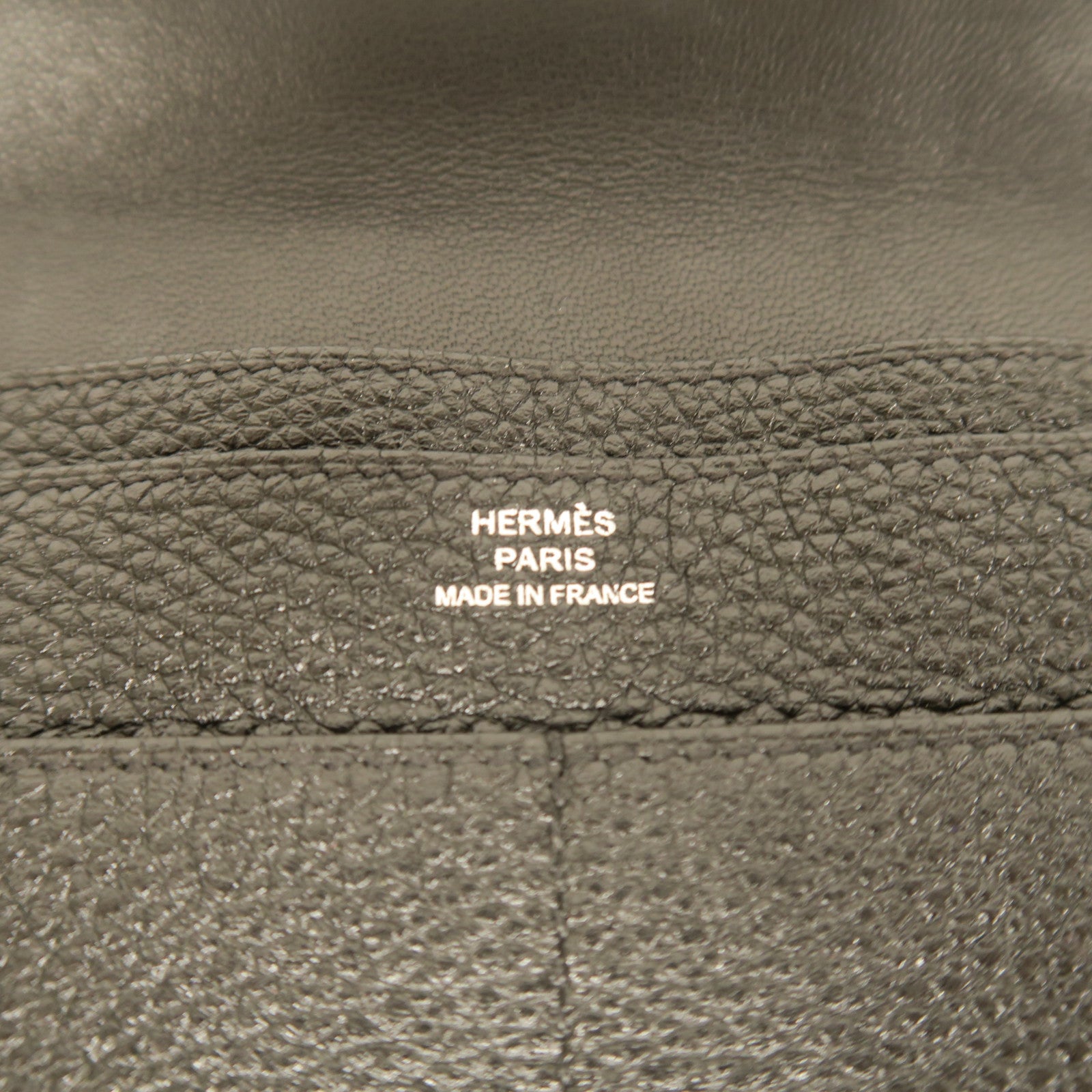 HERMES Clemence皮革Dogon Duo Wallet銀扣長錢包黑色