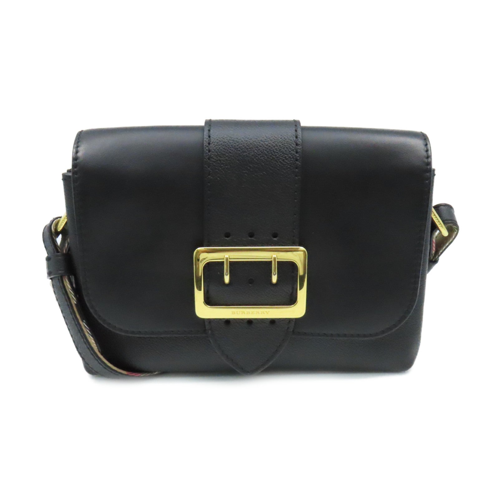 BURBERRY 【激減優惠】牛皮皮革Shoulder Bag肩背袋黑色