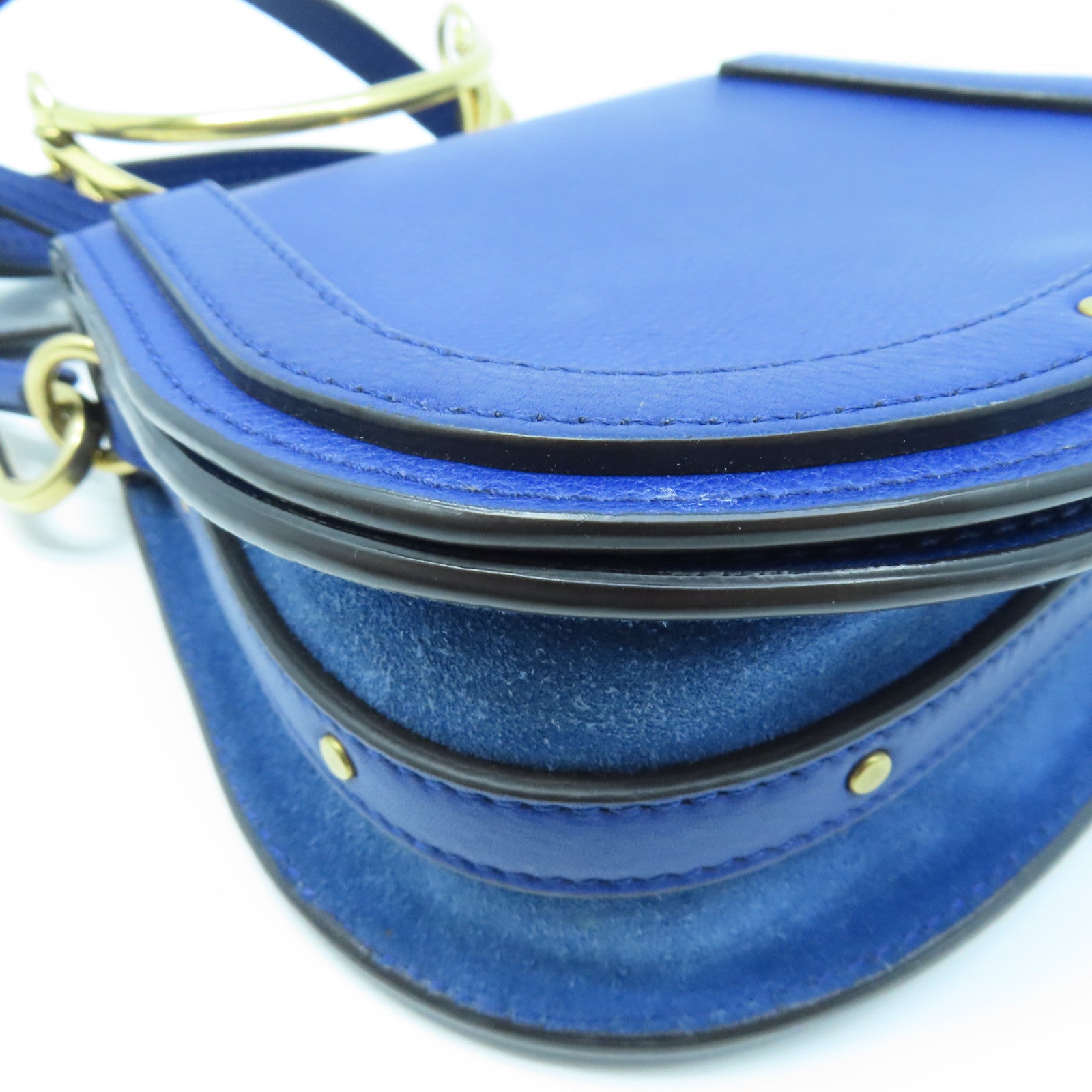 Chloe Leather Bracelet Nile Gold Buckle Shoulder Bag Blue