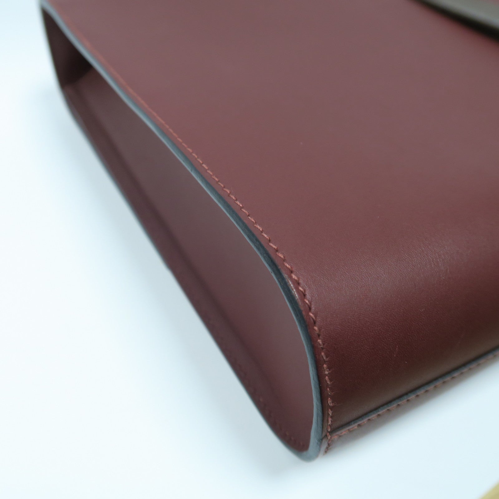 HERMES Swift皮革/Sombrero皮革Etriviere II銀扣手挽袋Rough暗紅色
