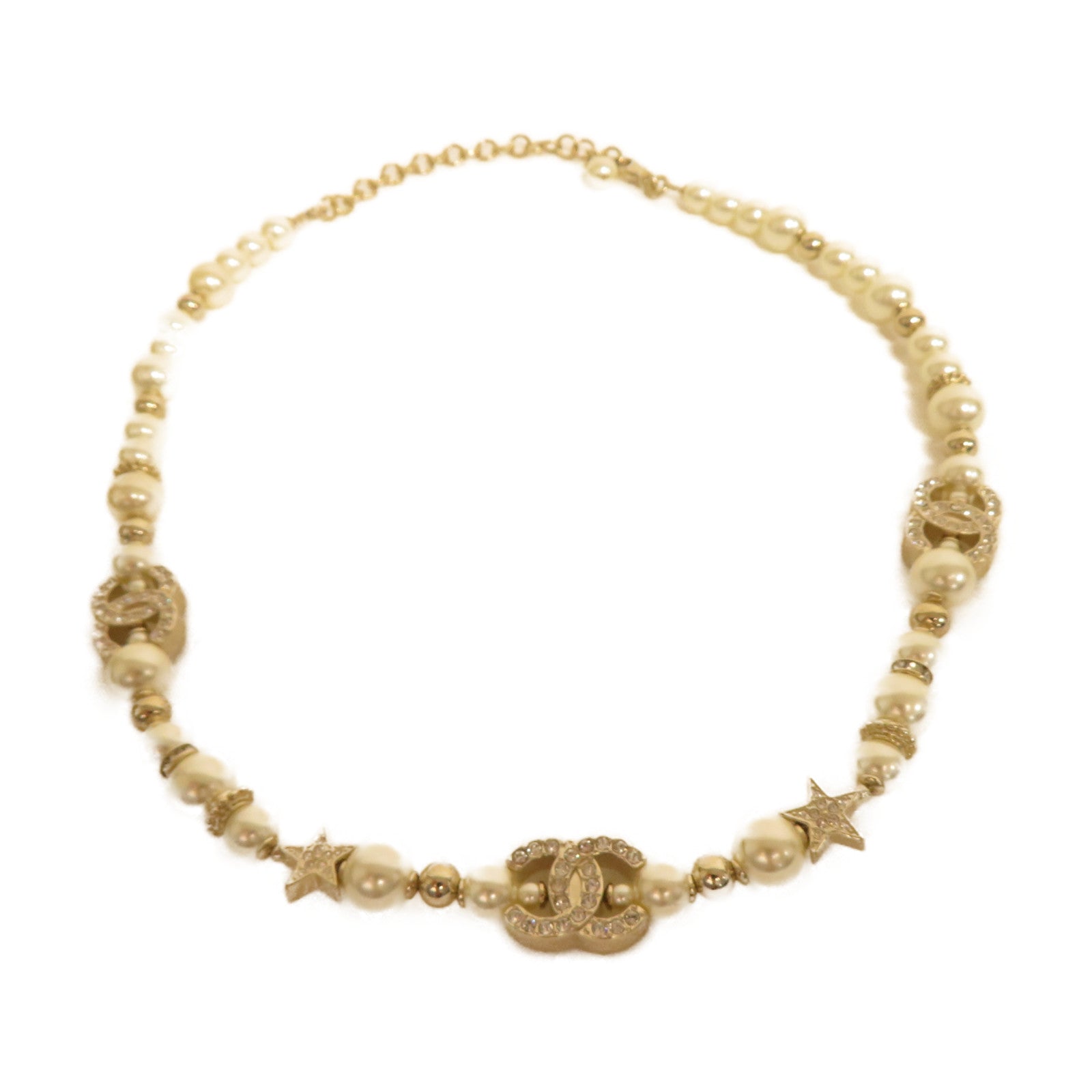 CHANEL 金屬/仿珍珠Necklace項鍊金色