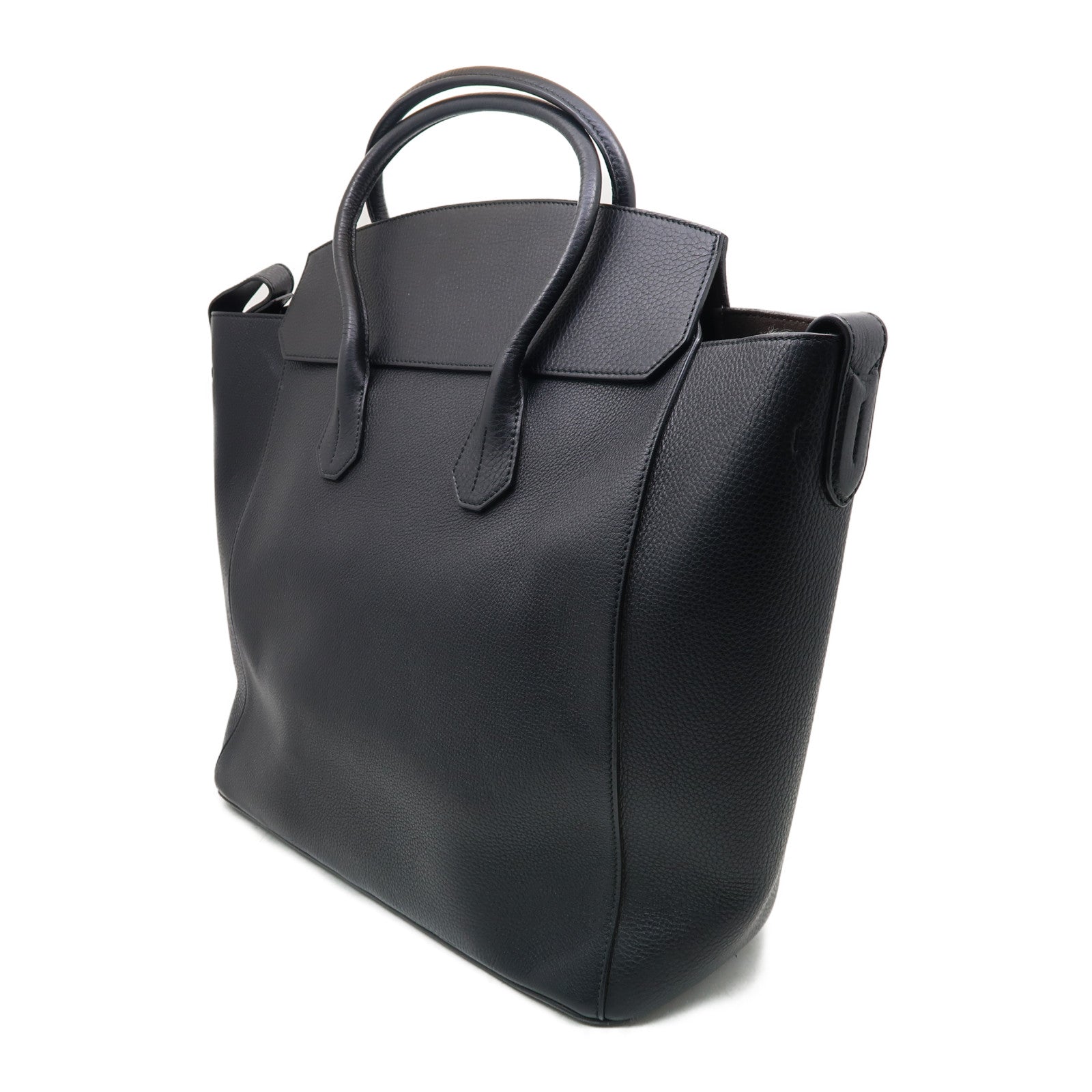BALLY 牛皮皮革Tote Bag銀扣手挽袋黑色