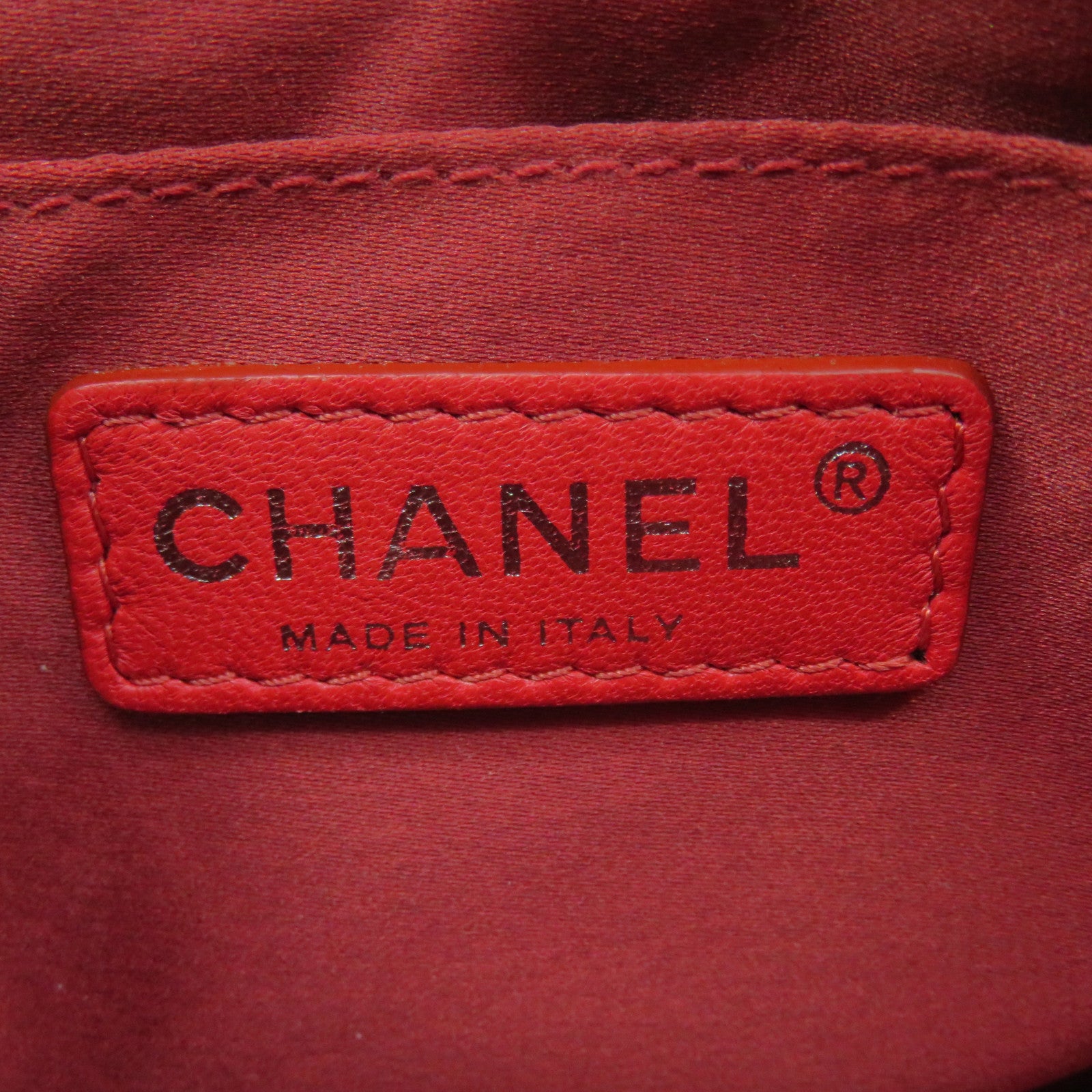 CHANEL 菱格羊皮皮革Mini Square Chain Shoulder Bag银扣链带肩背袋橙红色