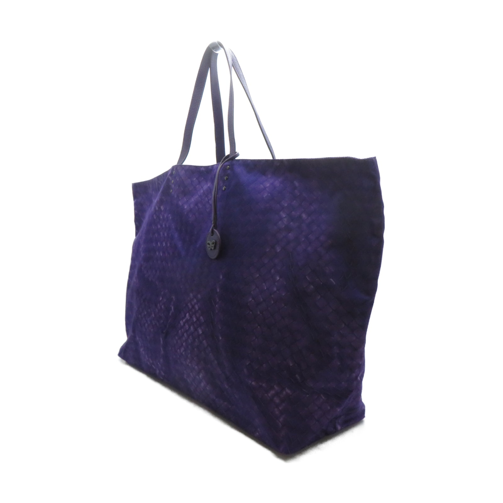BOTTEGA VENETA 尼龍Tote Bag銀扣肩背袋紫色