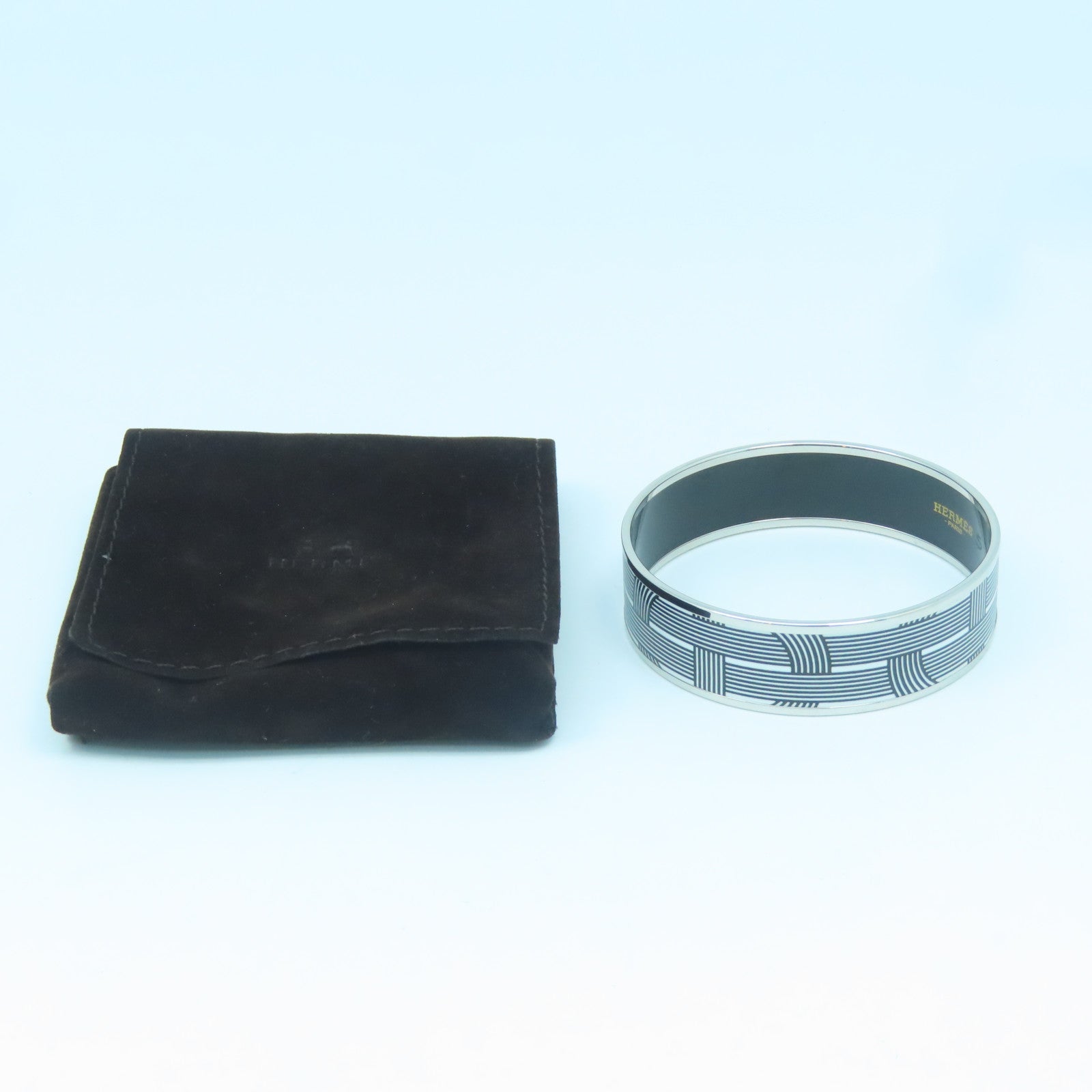 HERMES Metal Bangle Bangle Black/White/Silver