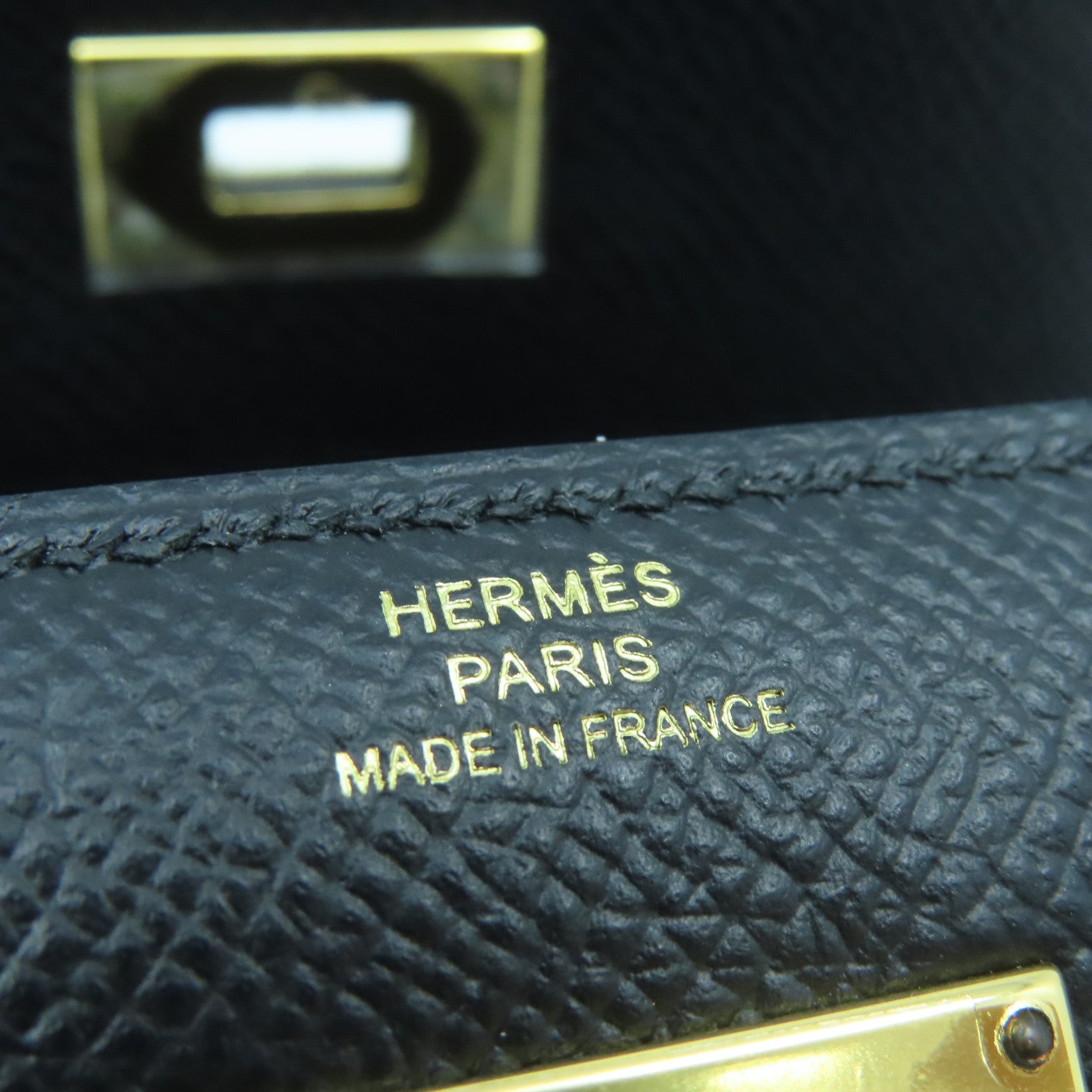 HERMES Epsom Leather Kelly Wallet Gold Buckle Wallet Black
