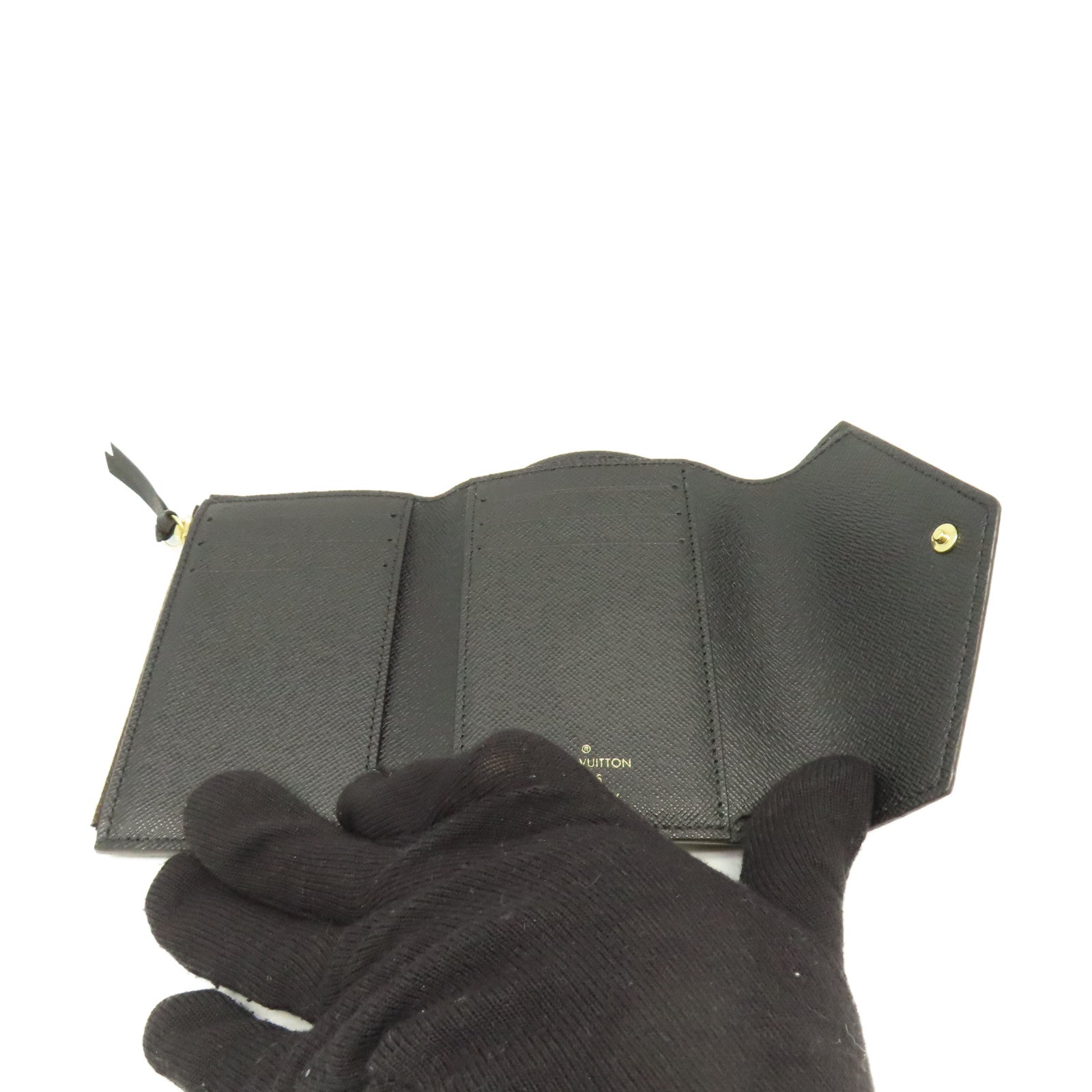 LOUIS VUITTON Monogram Reverse Victorine Mini Wallet 金扣短錢包啡色