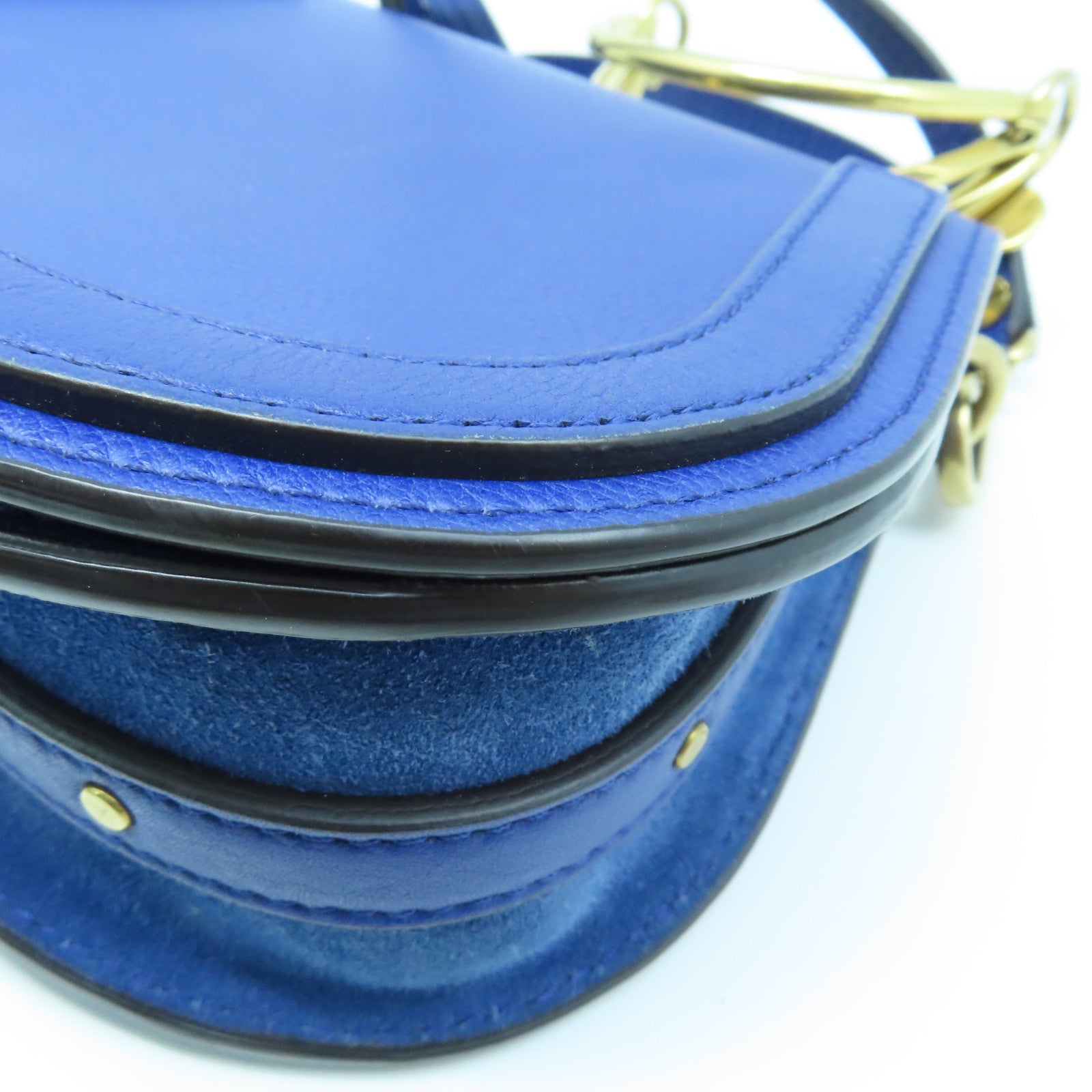 Chloe Leather Bracelet Nile Gold Buckle Shoulder Bag Blue